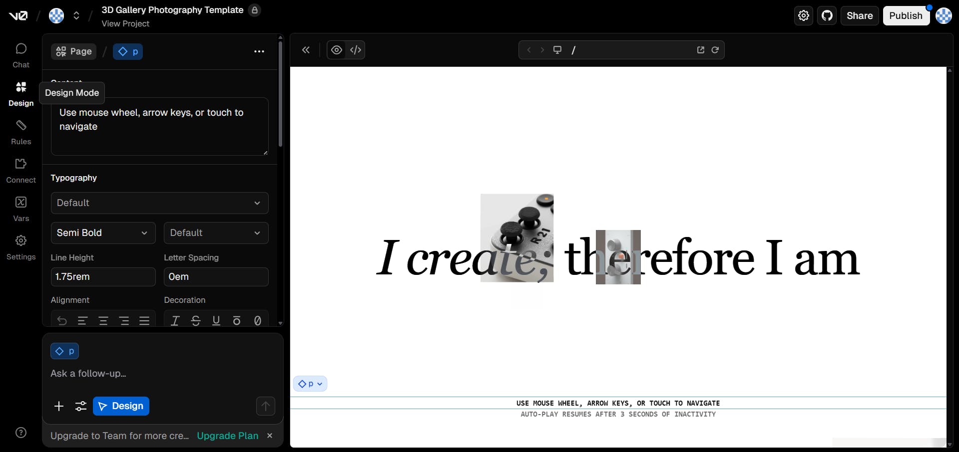 An image of v0 design mode