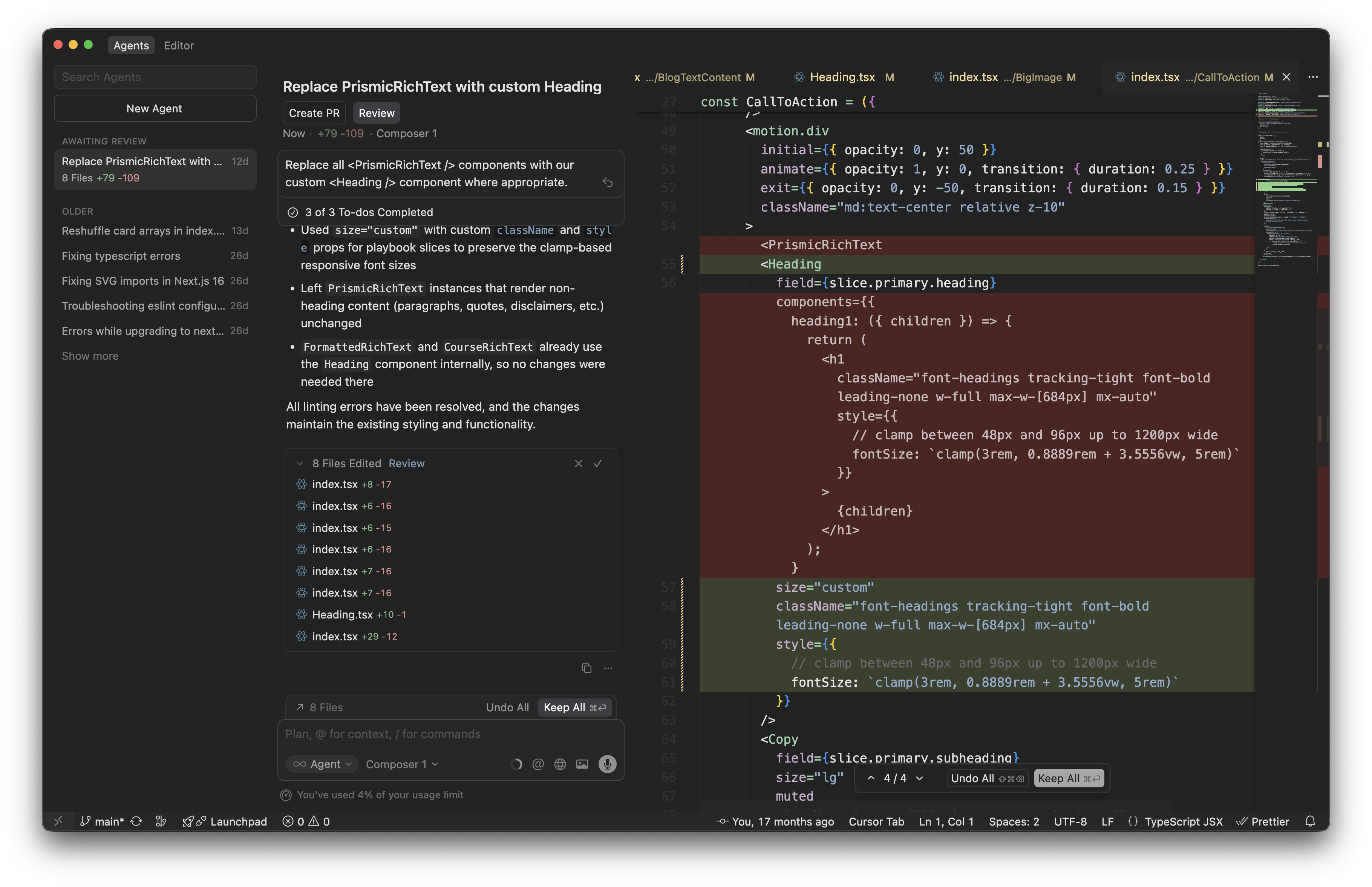 Image of Cursor agent-centric interface