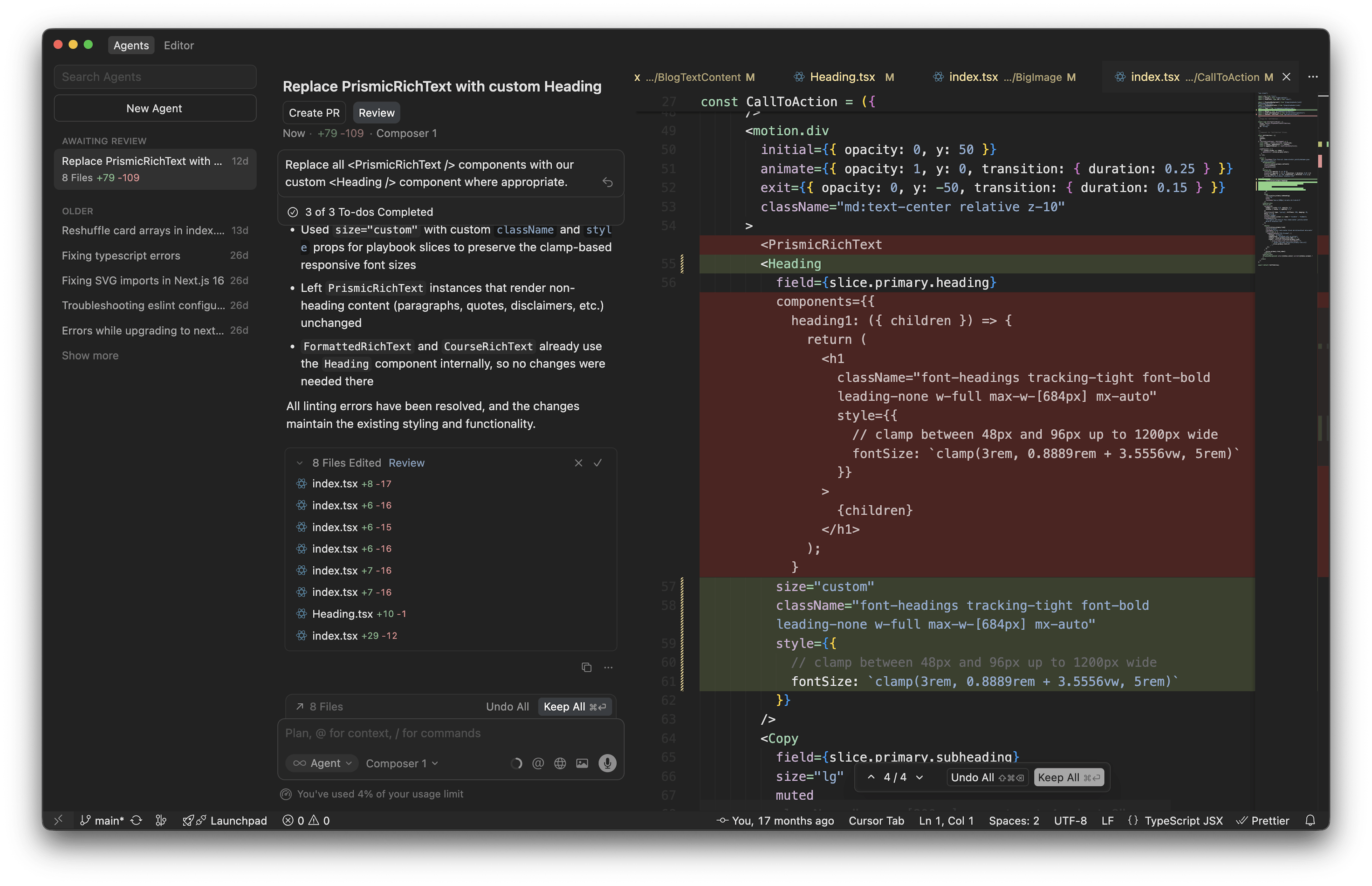 Image of Cursor agent-centric interface