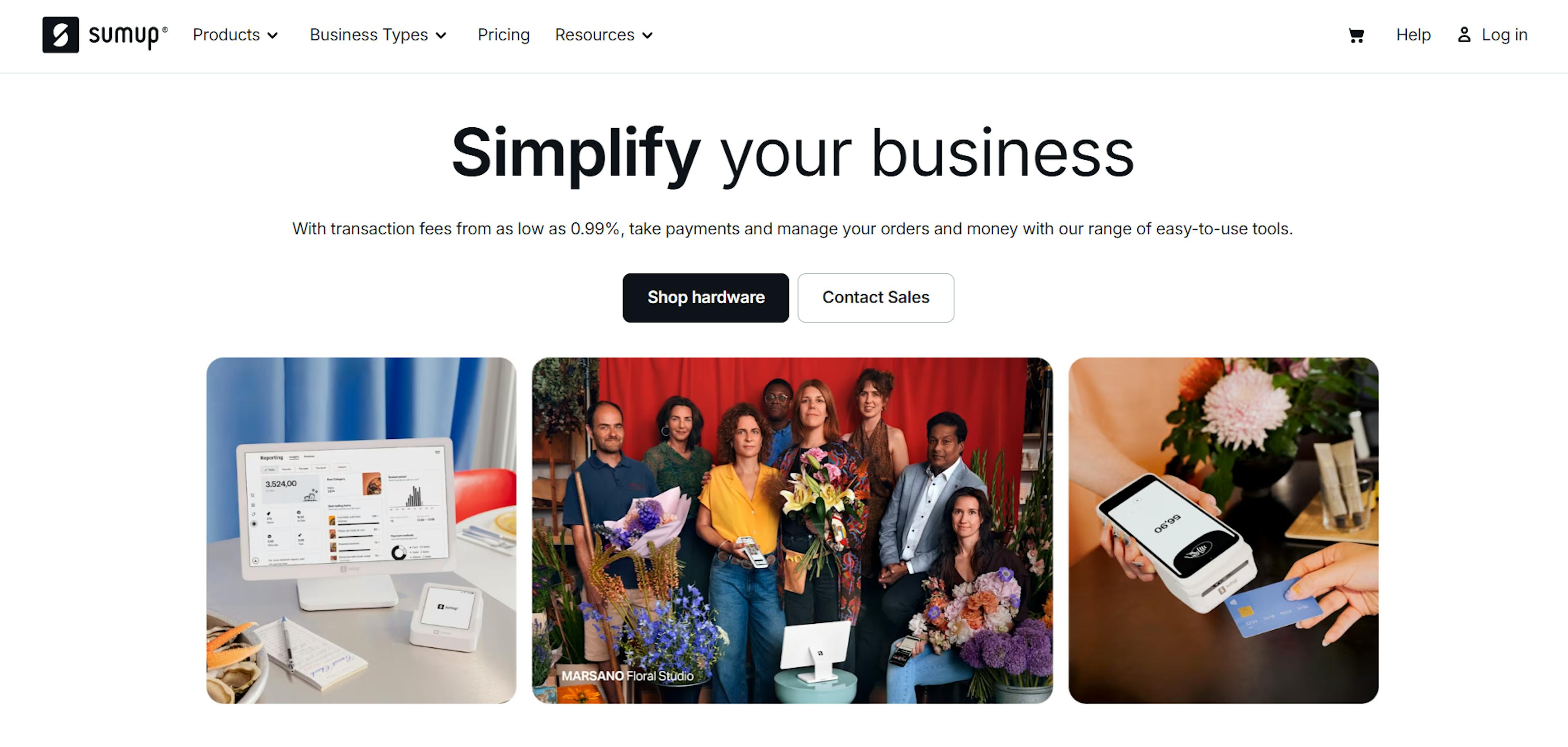 Image of SumUp homepage