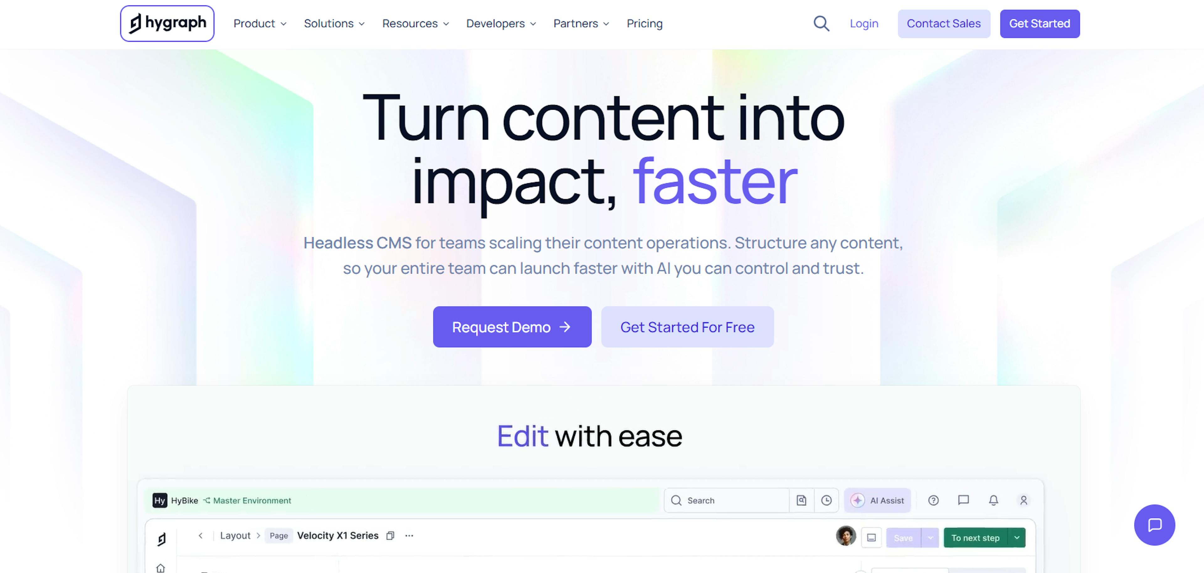 Image of Hygraph homepage
