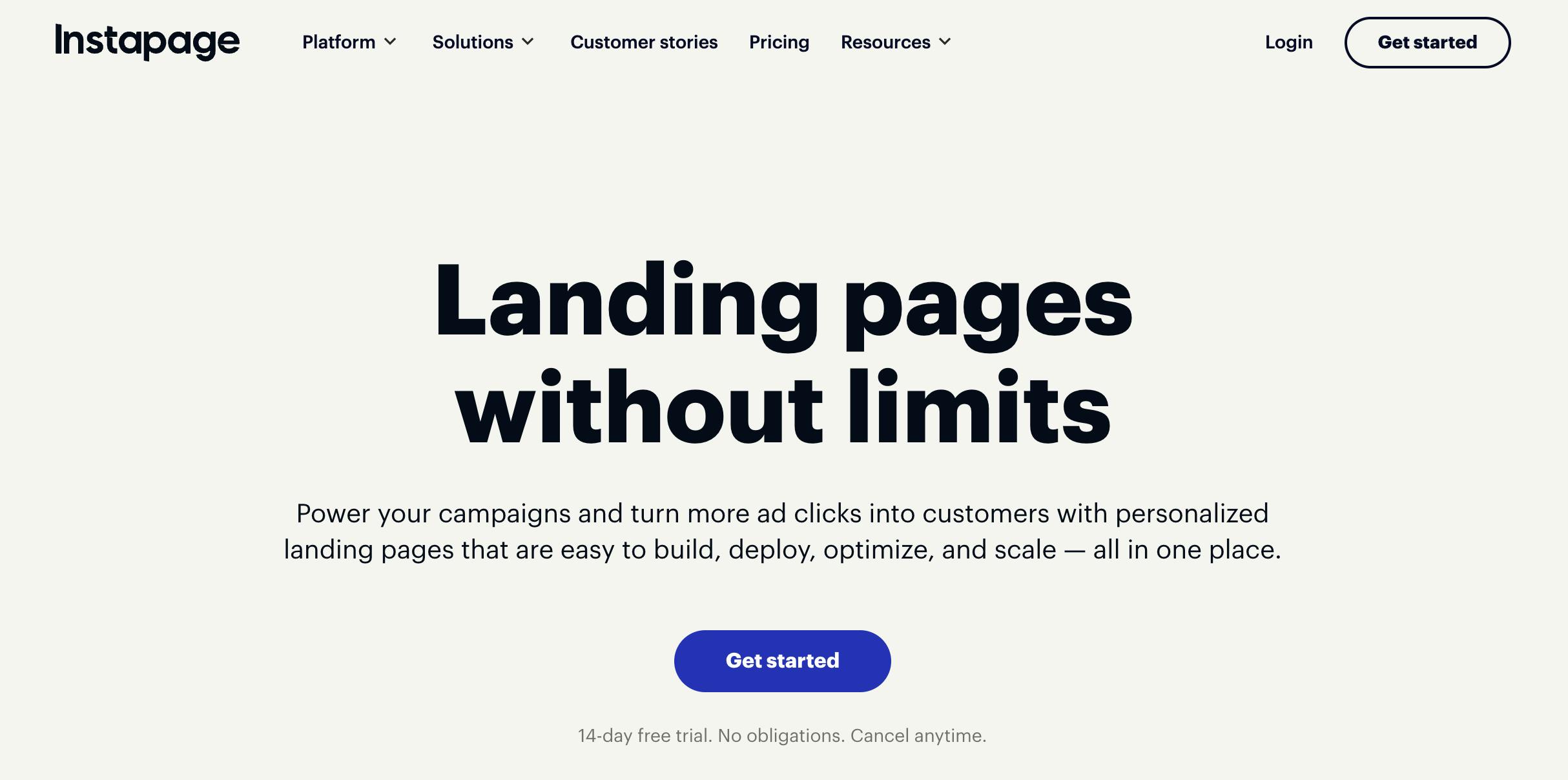 Instapage landing page builder