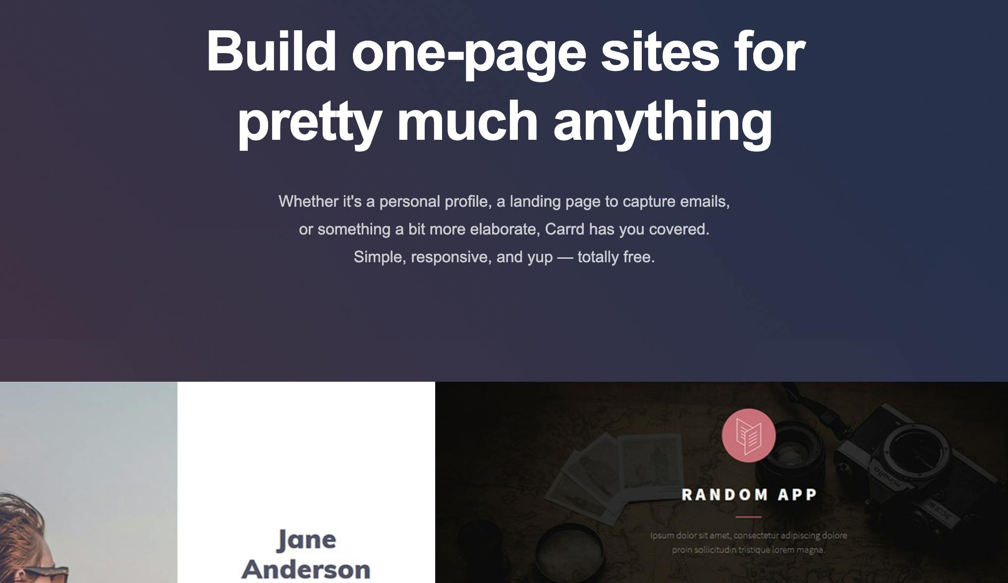 carrd landing page builder