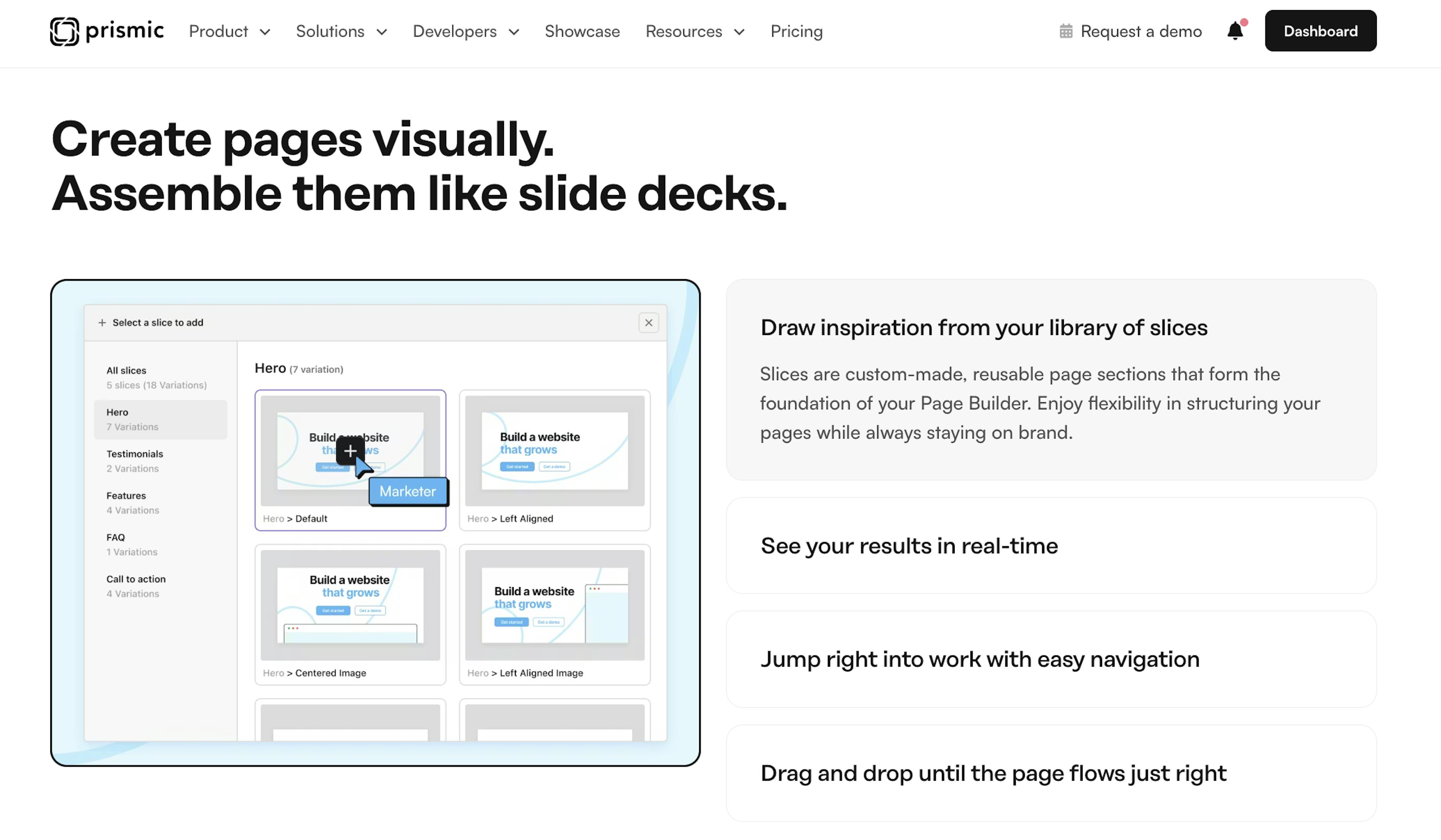 Prismic landing page builder