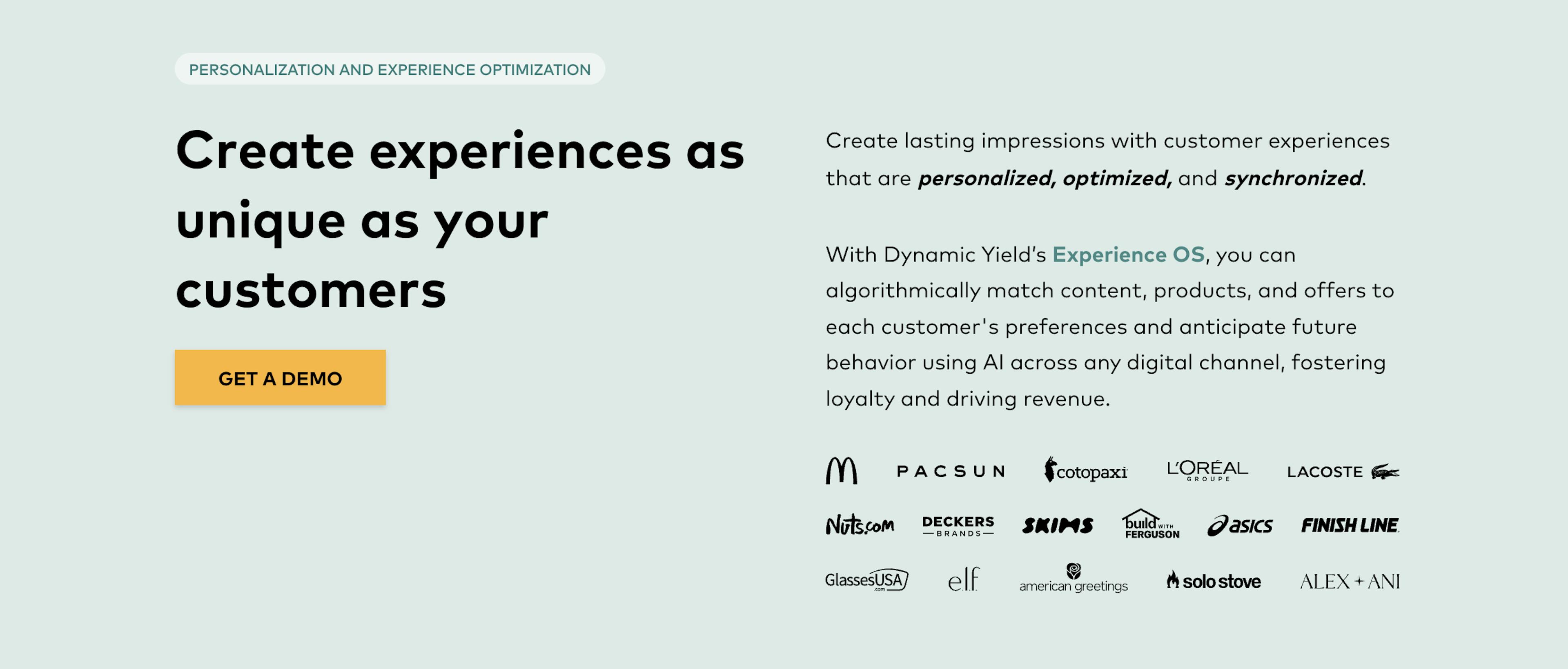 dynamic yield web personalization tool