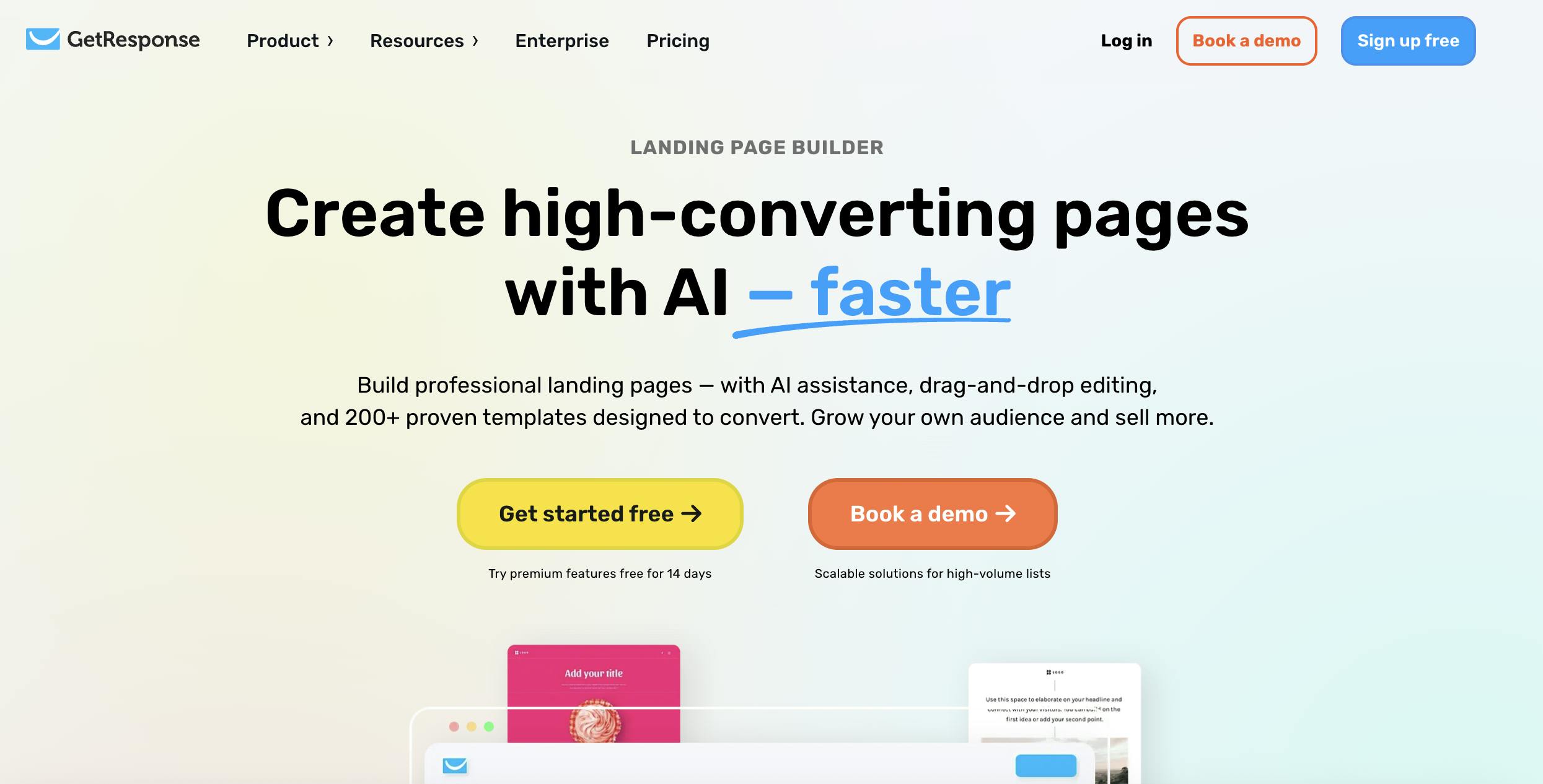 getresponse ai landing page builder