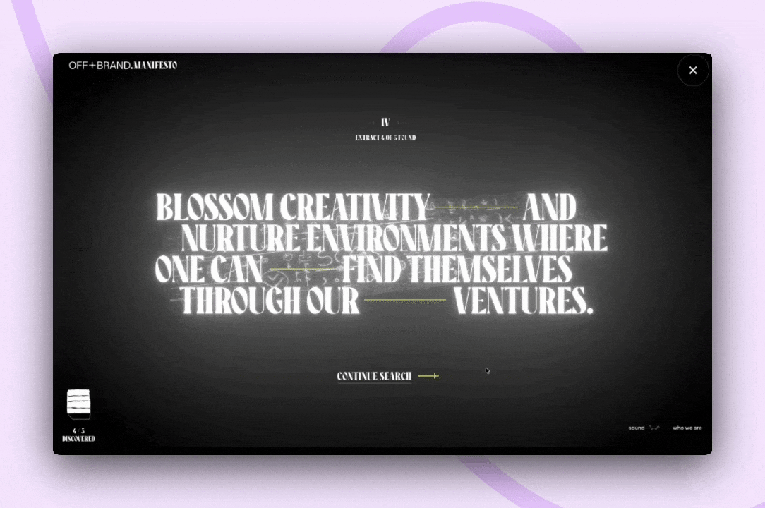 GIF of Manifesto site