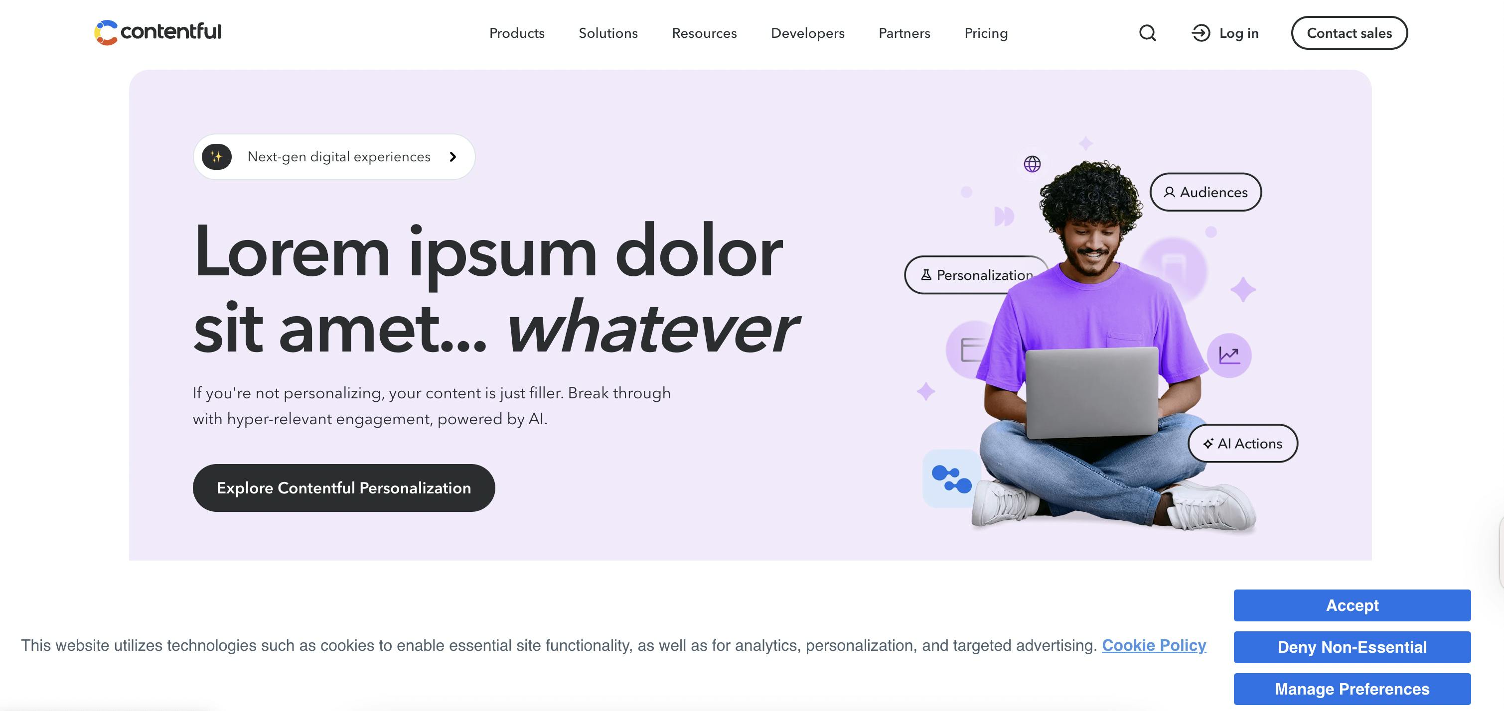 Image of Contentful homepage