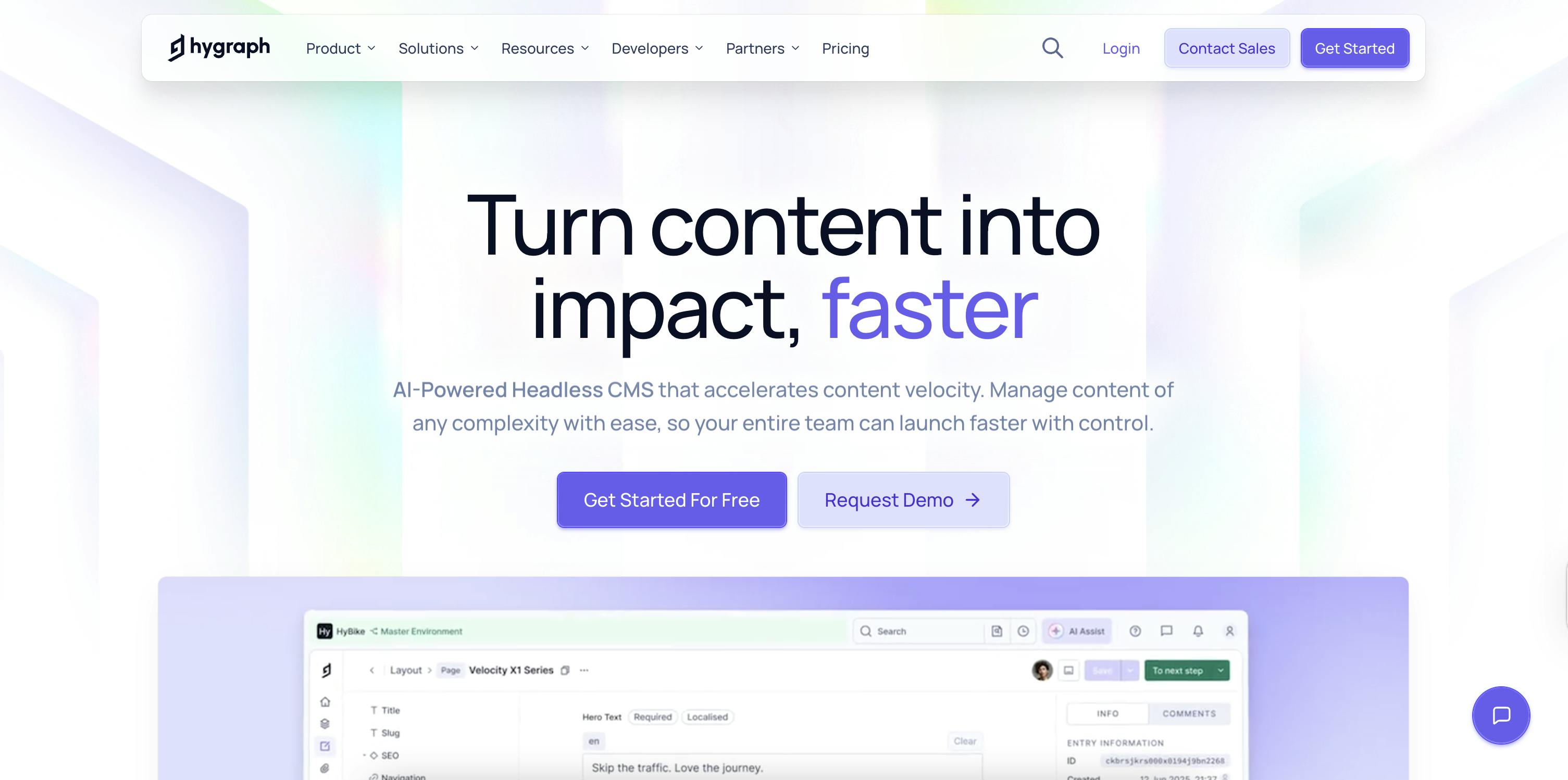 Image of Hygraph CMS homepage
