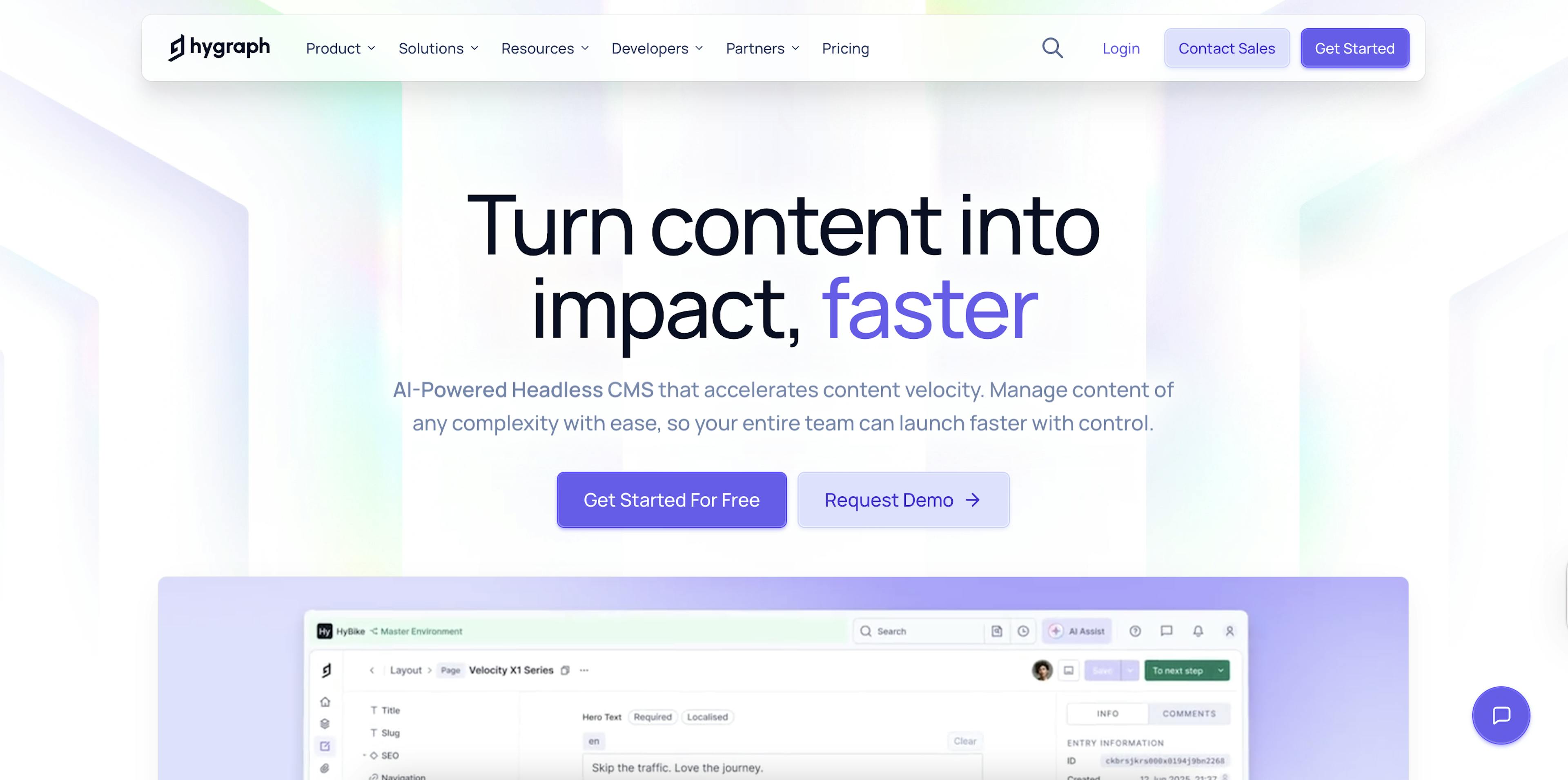 Image of Hygraph CMS homepage