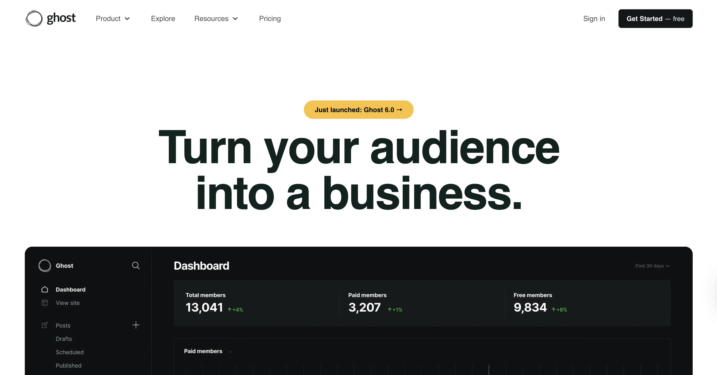 Image of Ghost homepage