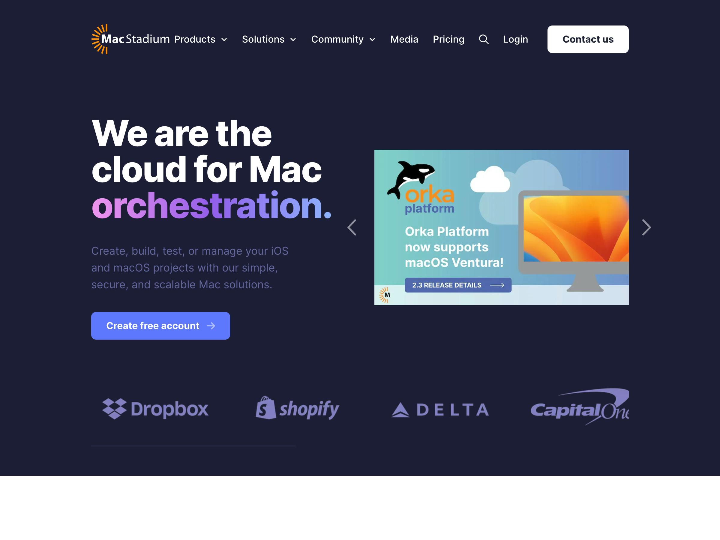 MacStadium website screenshot