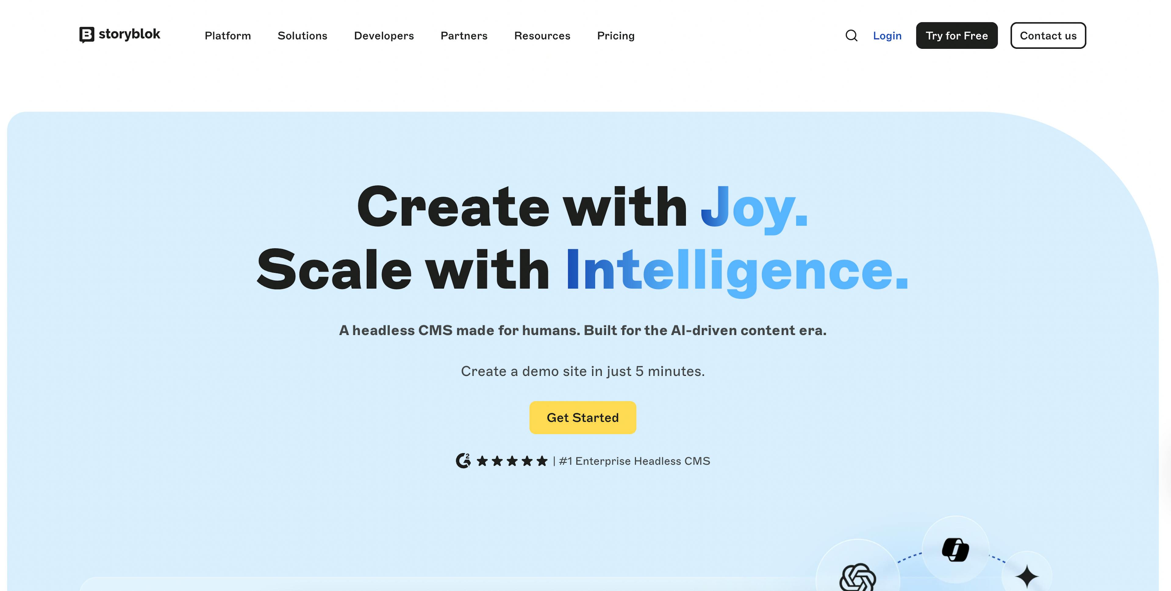 Image of Storyblok homepage