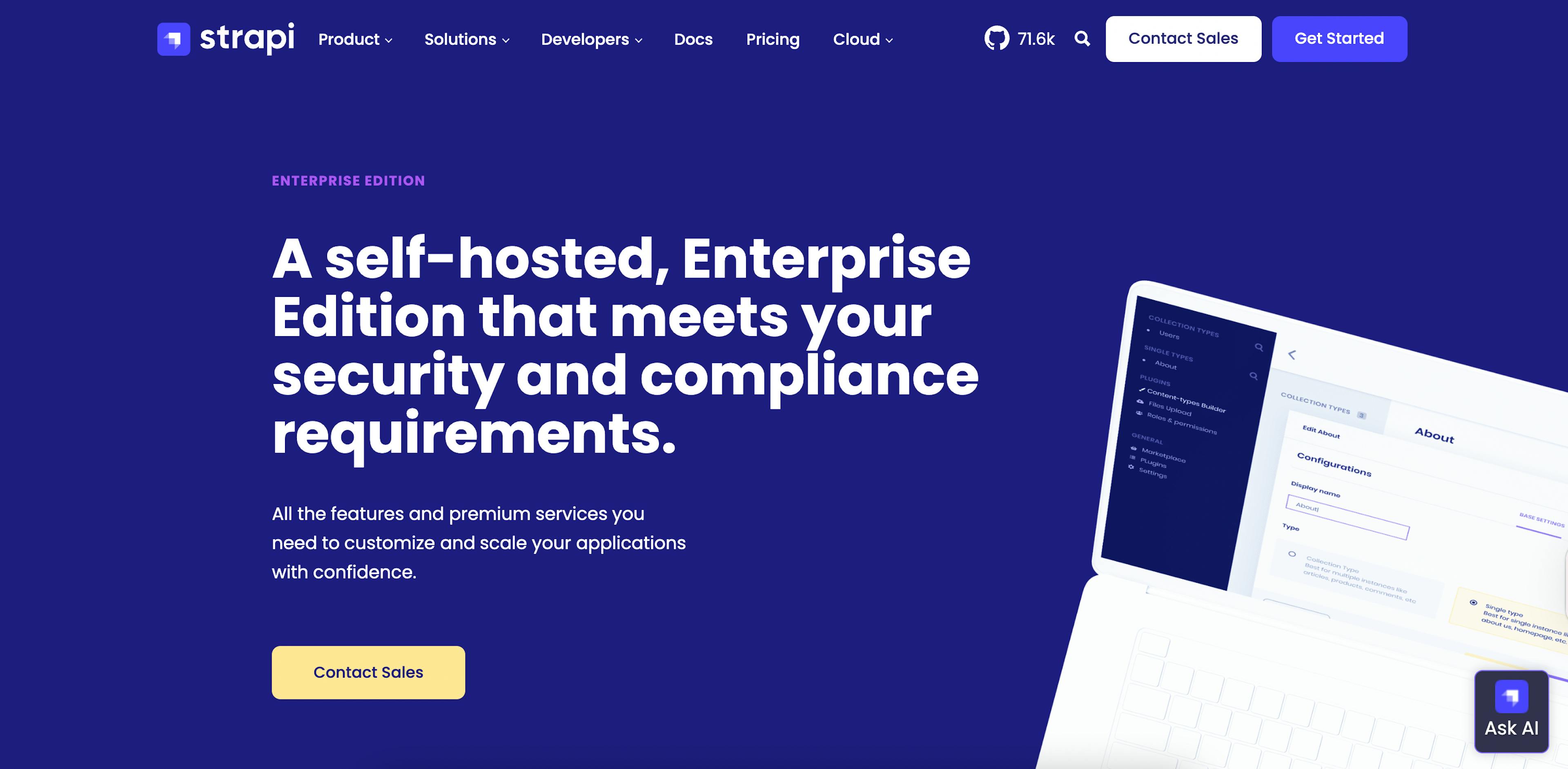 Image of Strapi homepage