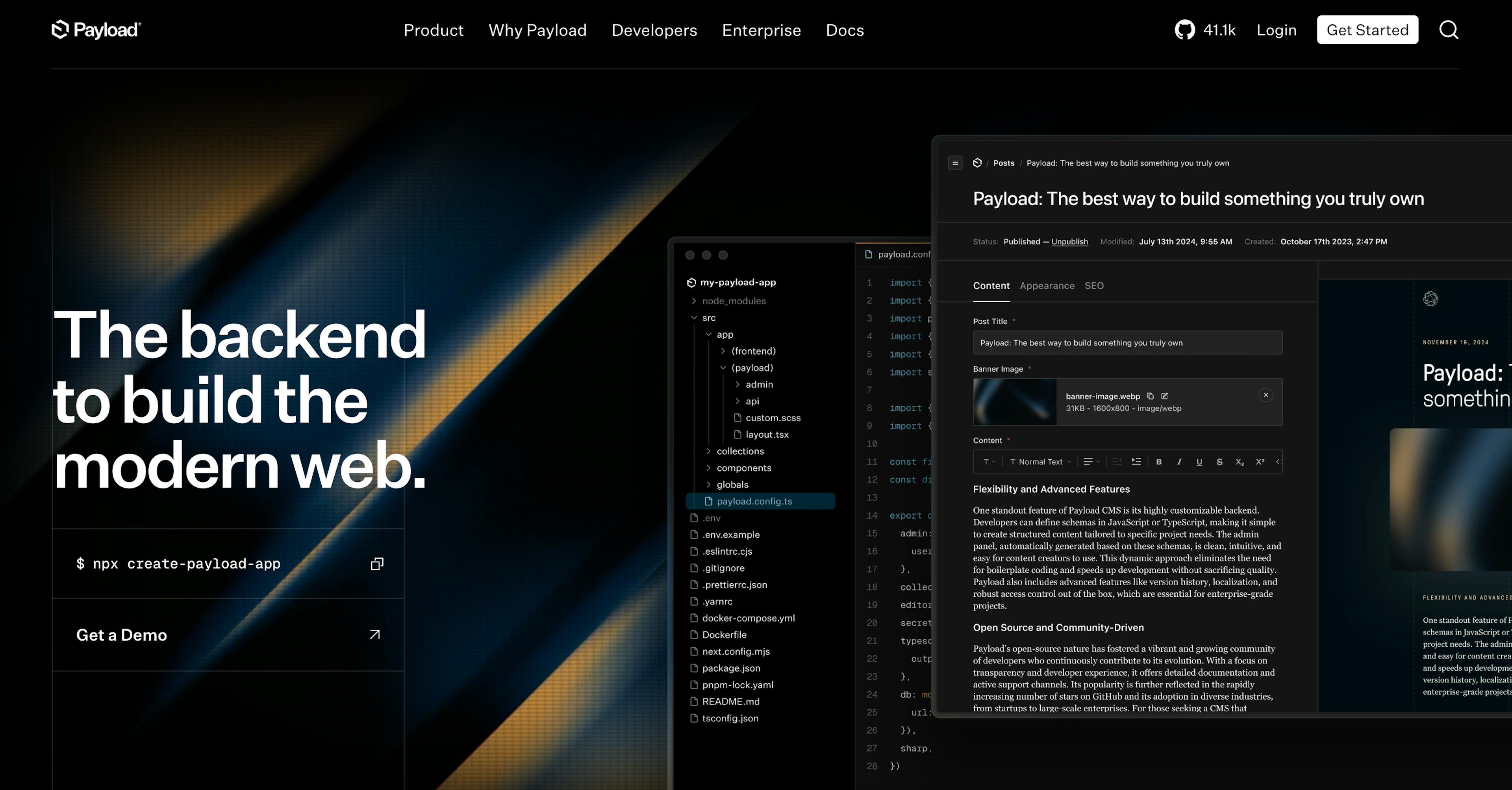 Image of Payload homepage