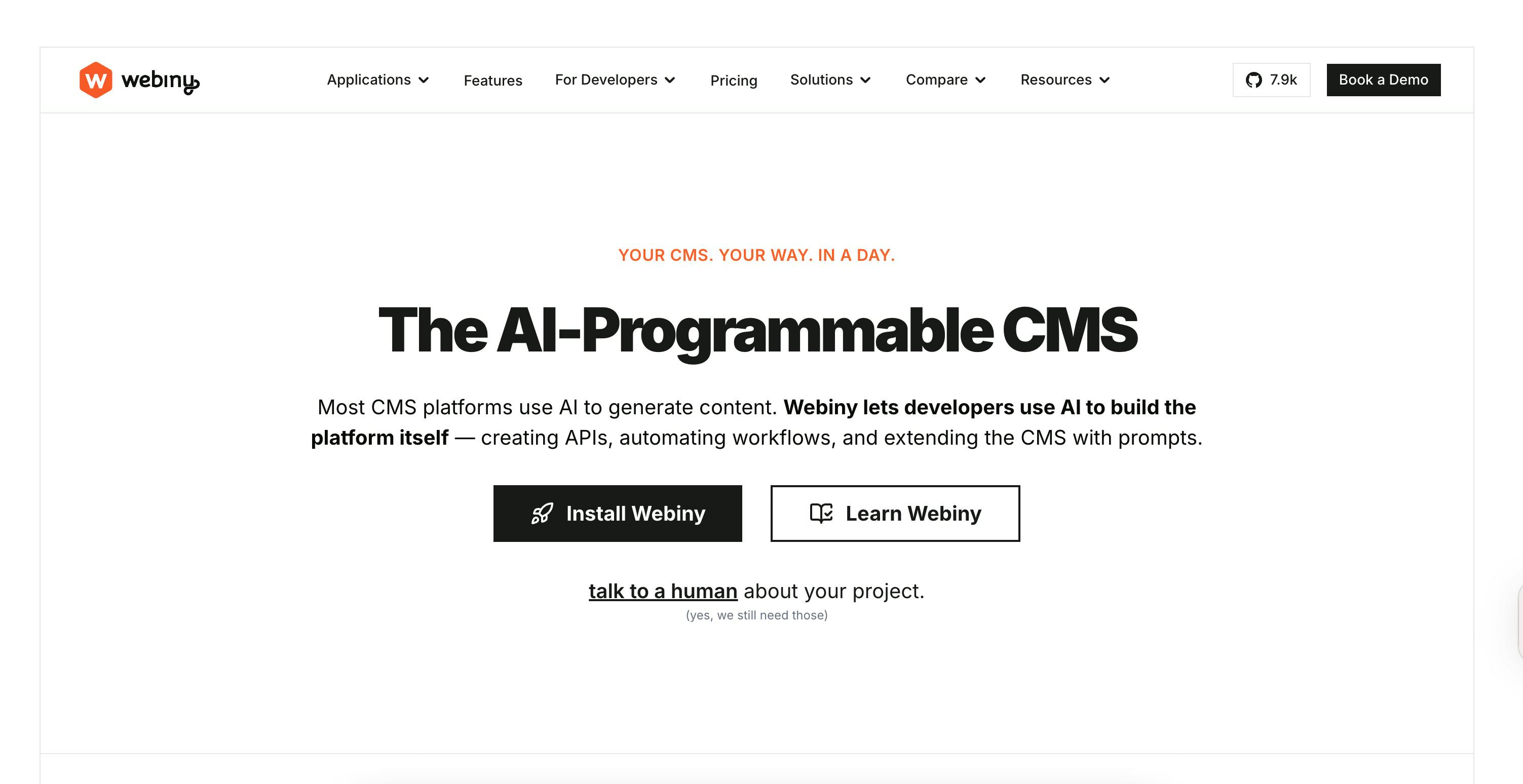 Image of Webiny homepage