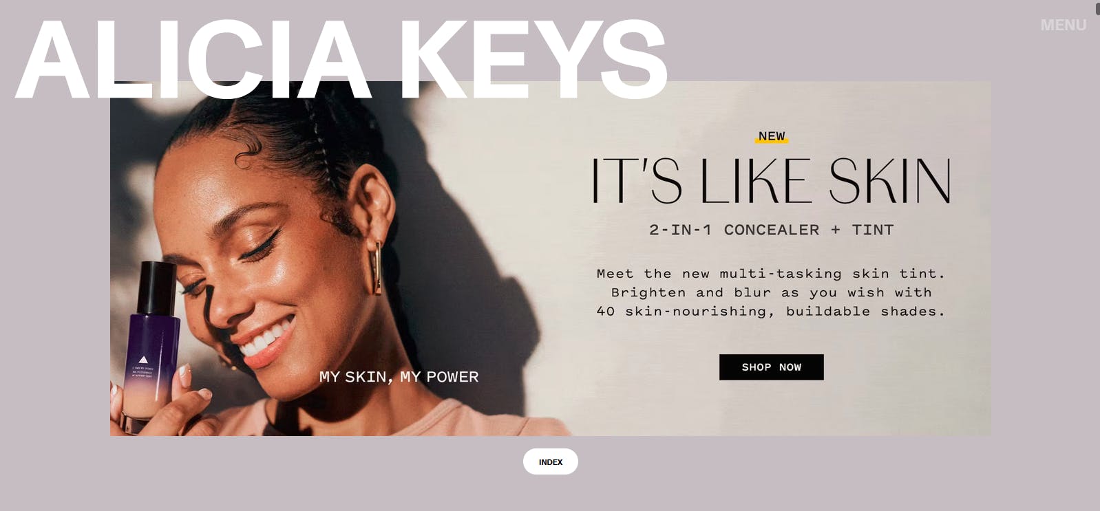 An image of Alicia Keys website.