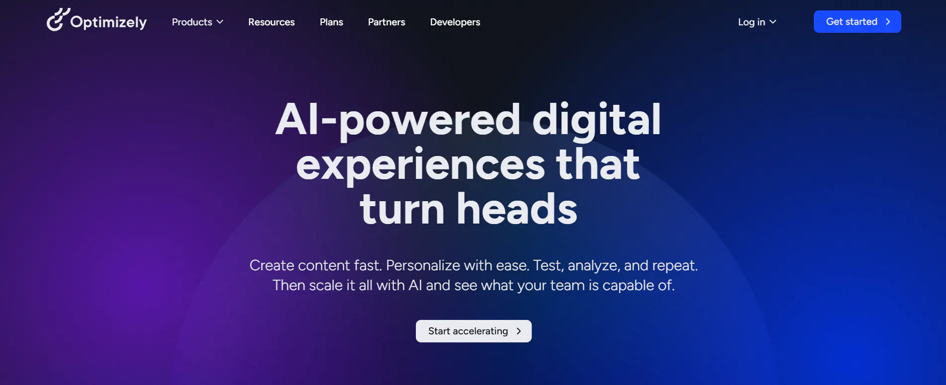 Image of Optimizely homepage