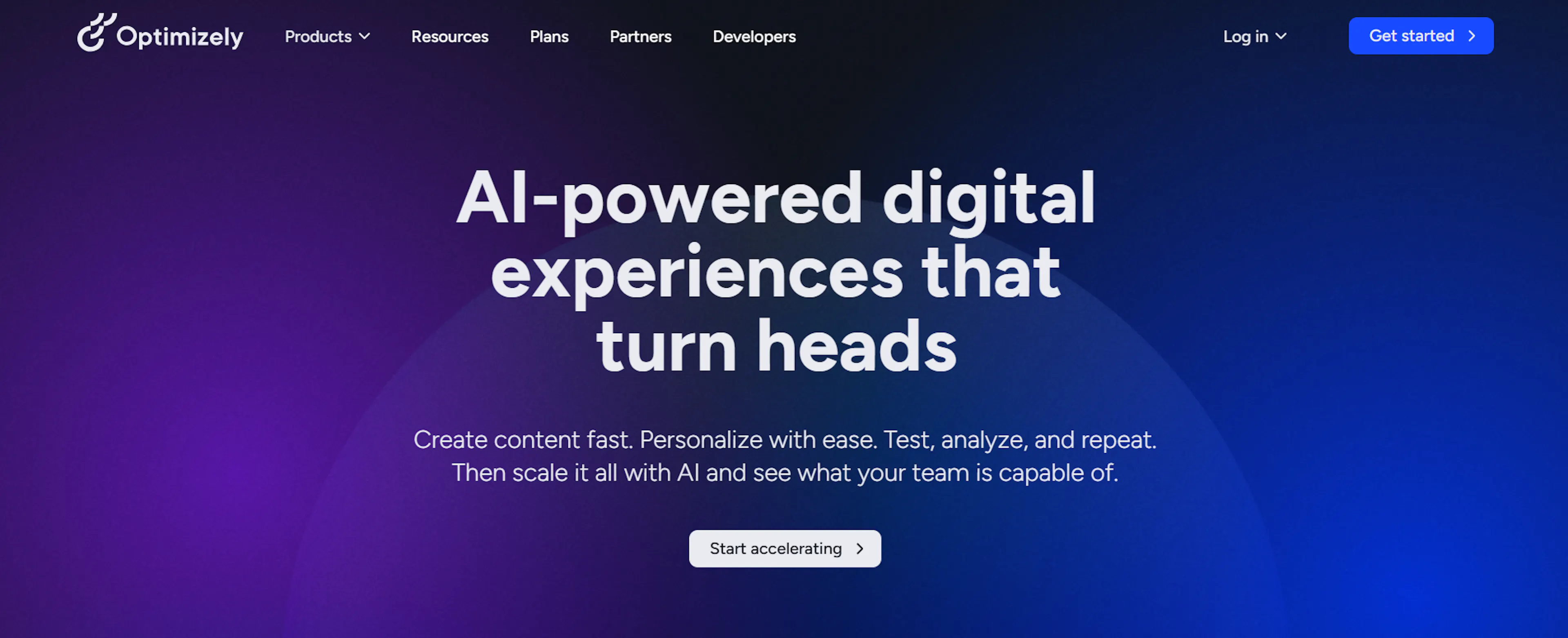 Image of Optimizely homepage