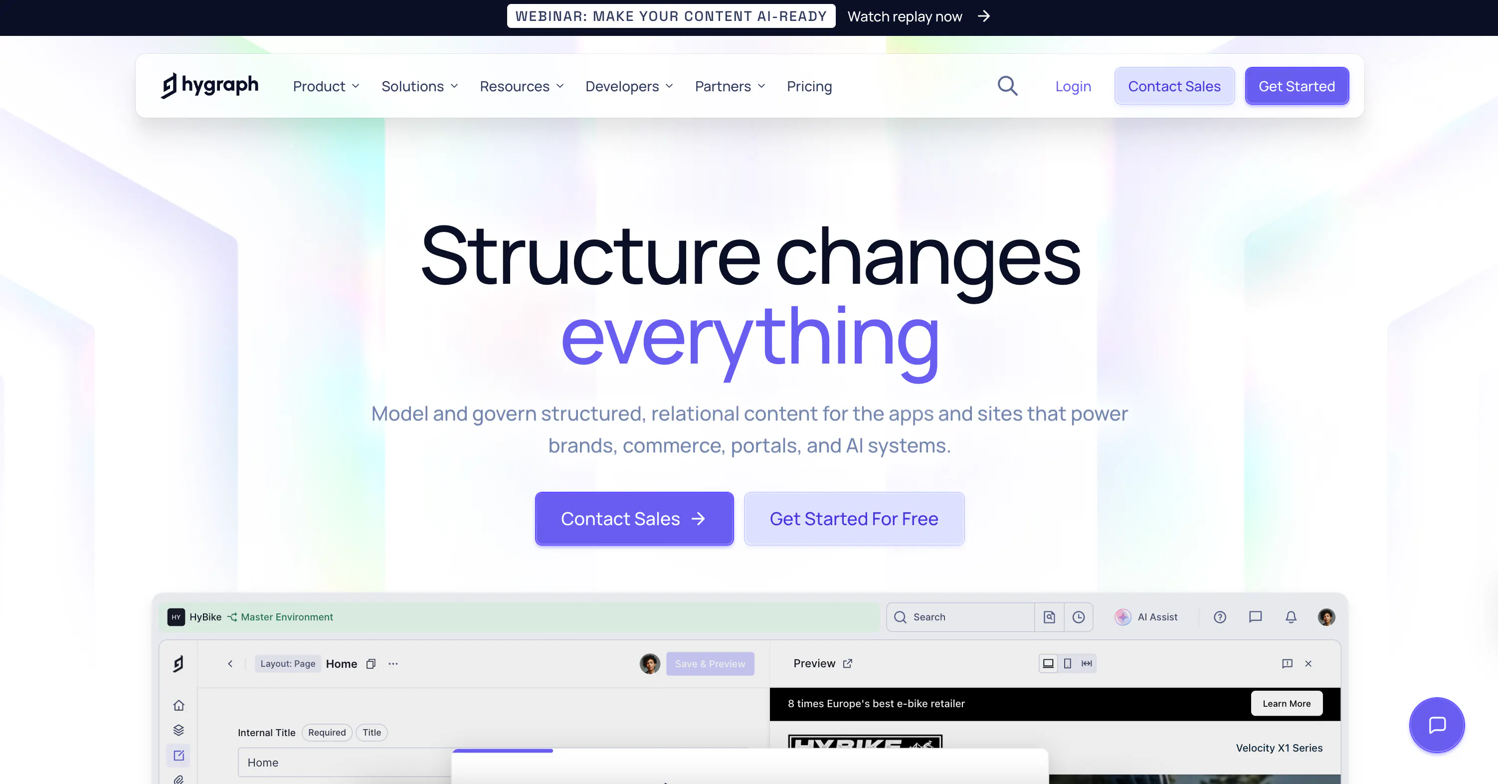 An image of Hygraph Homepage