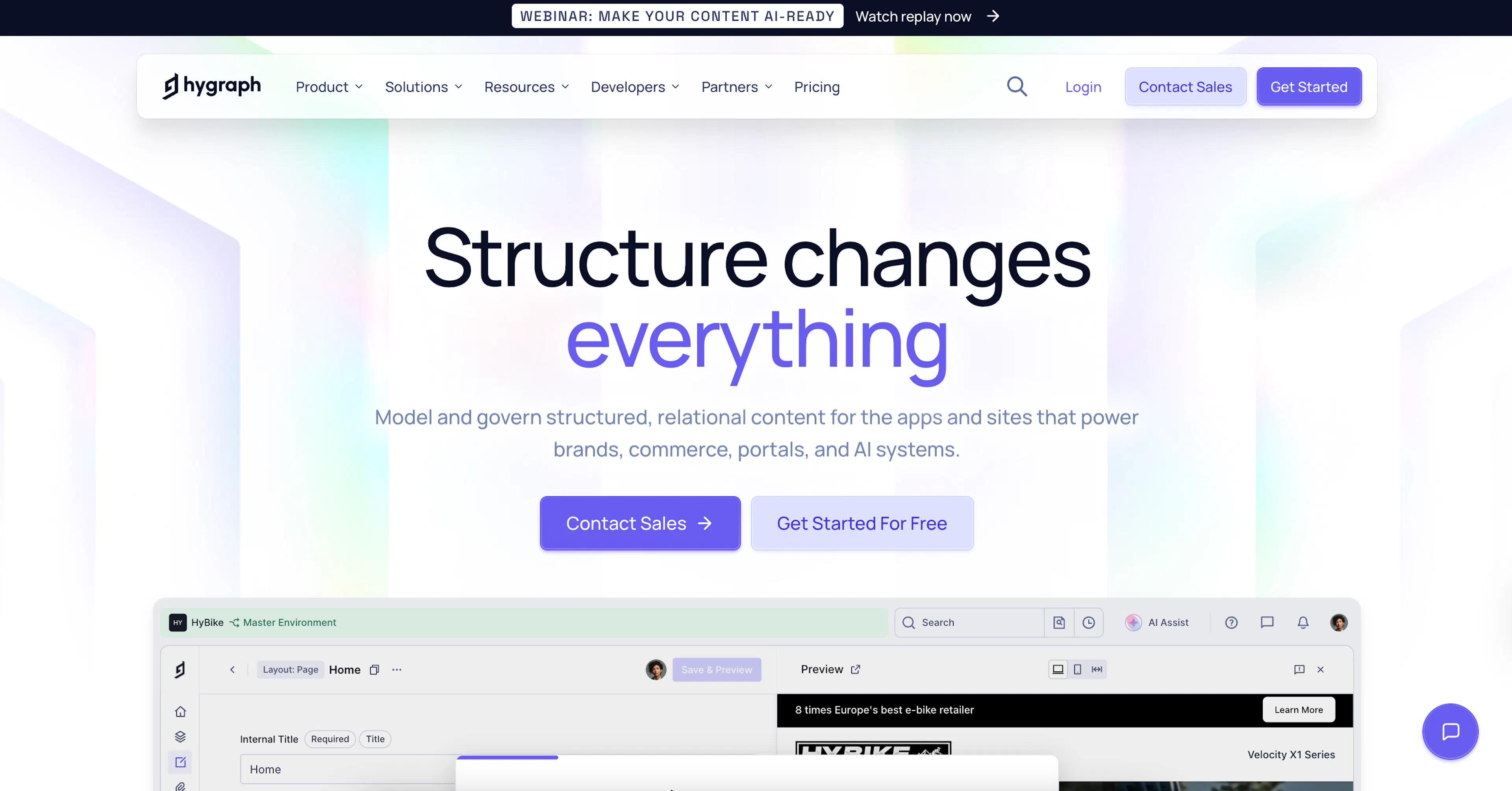 An image of Hygraph Homepage