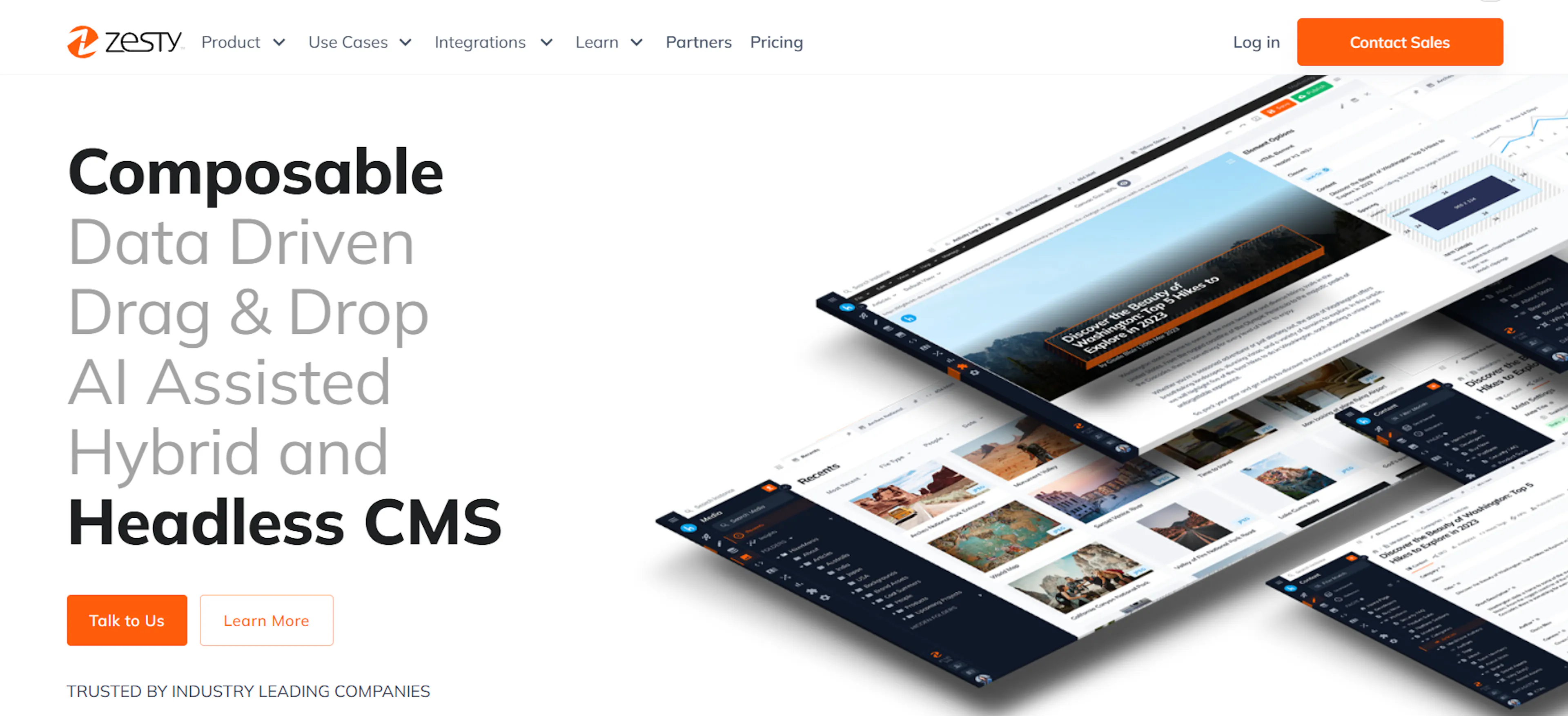 Image of Zesty CMS homepage