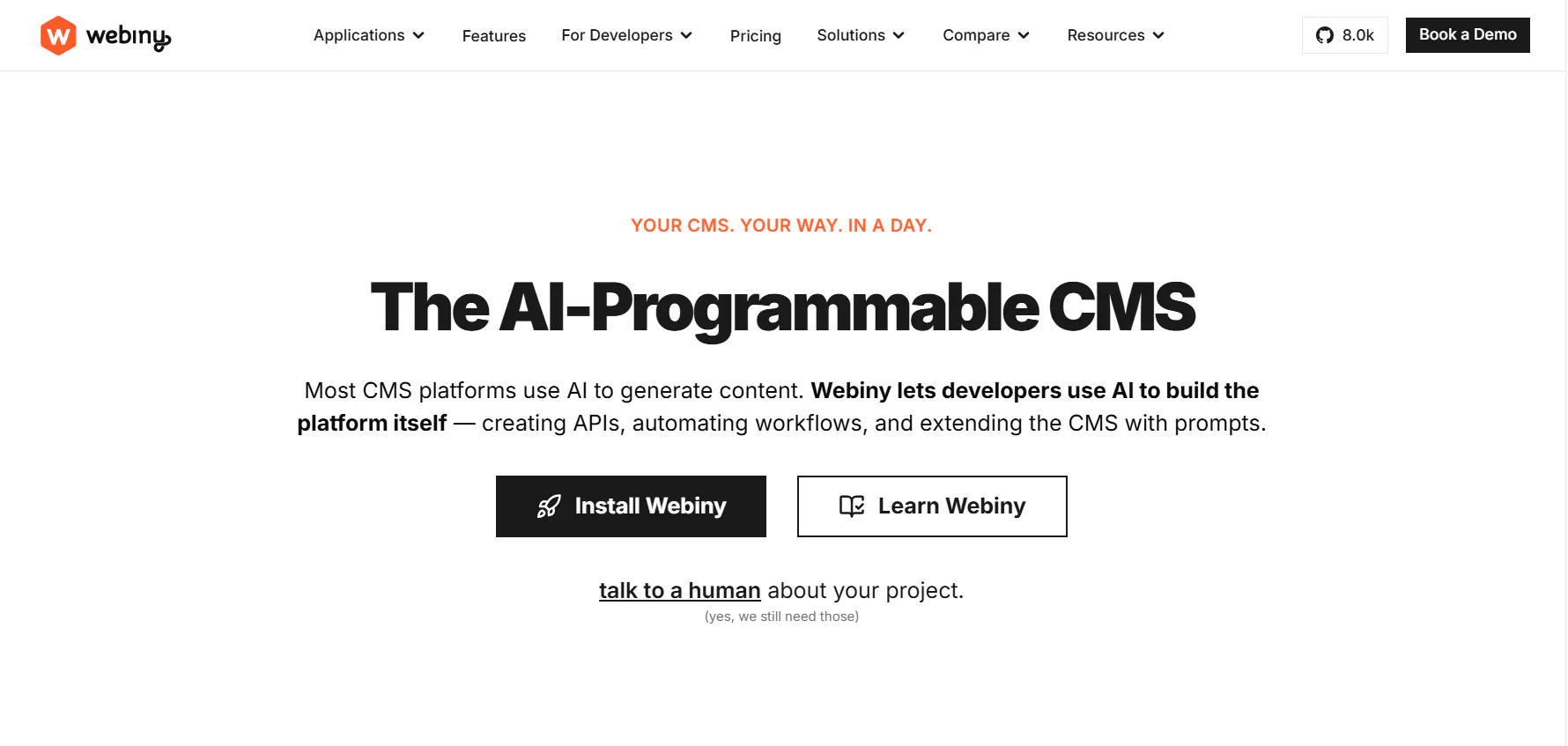 Image of Webiny CMS homepage