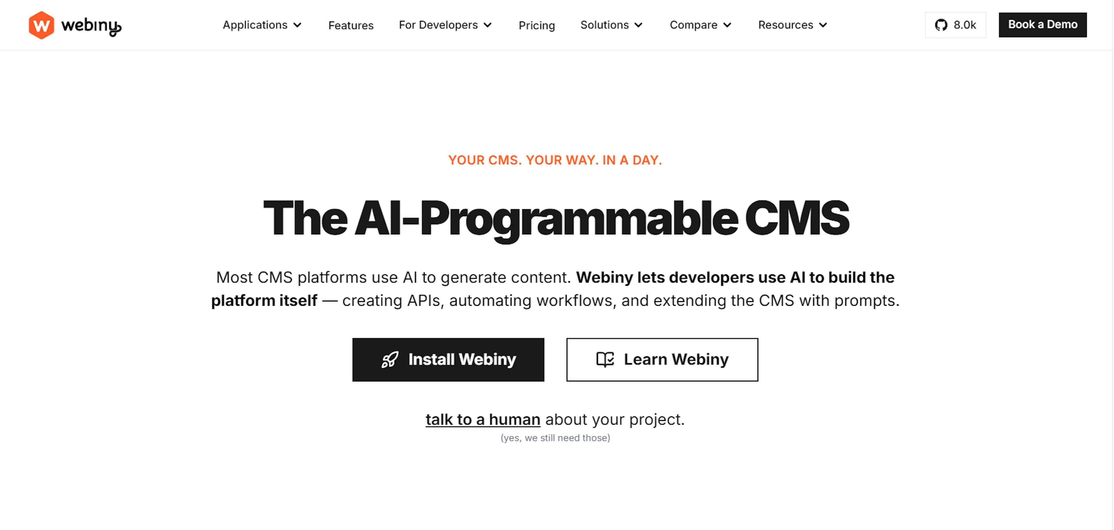 Image of Webiny CMS homepage