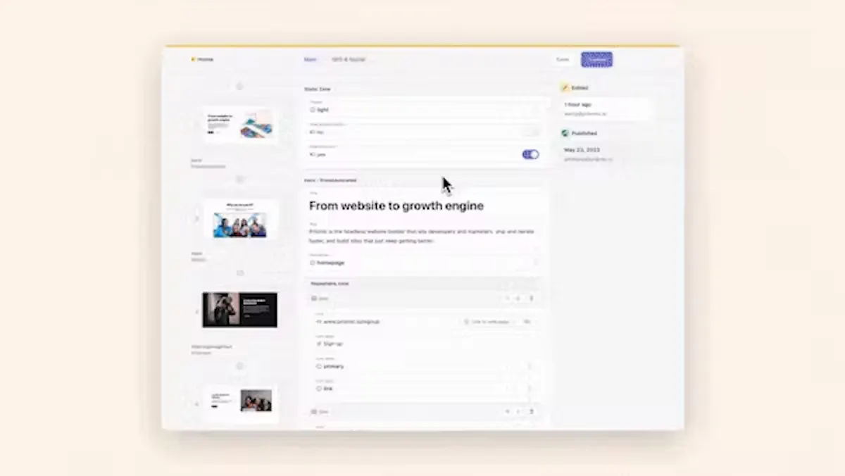 Image of the Page Builder in Prismic