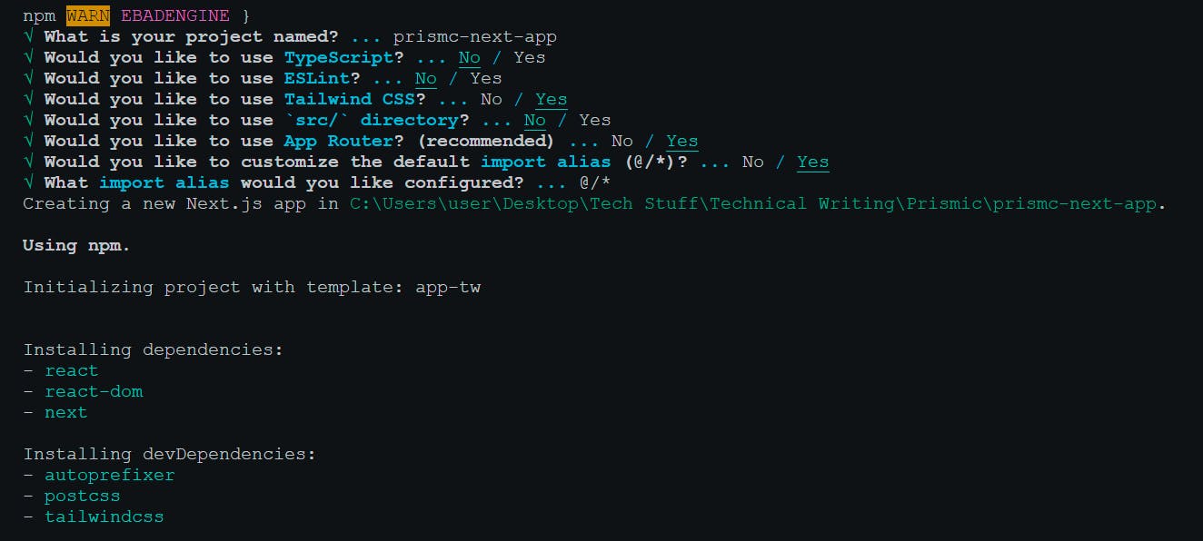 An image of the Next.js terminal interface.