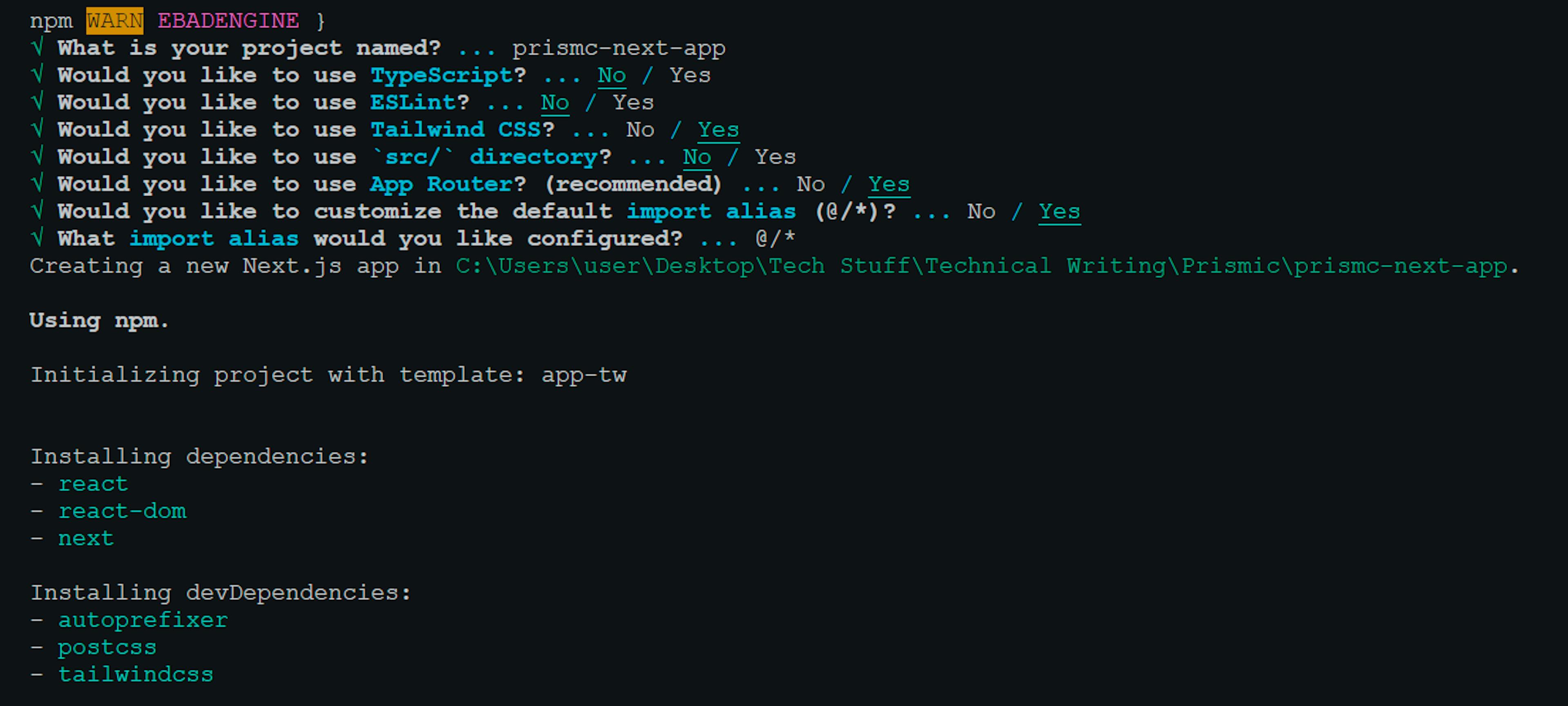 An image of the Next.js terminal interface.