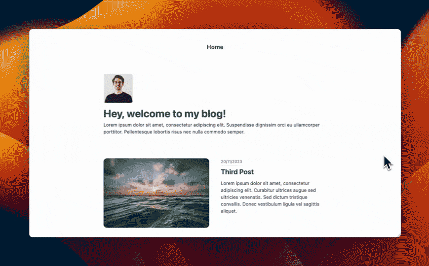 A Gif showing the Next.js blog project.