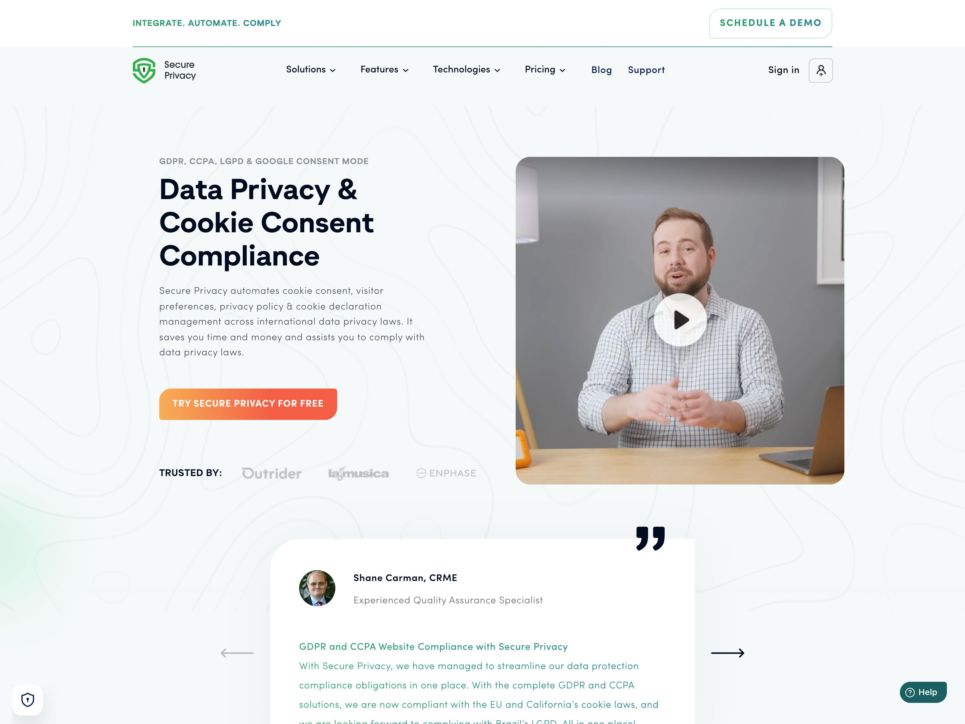 Secure Privacy website screenshot