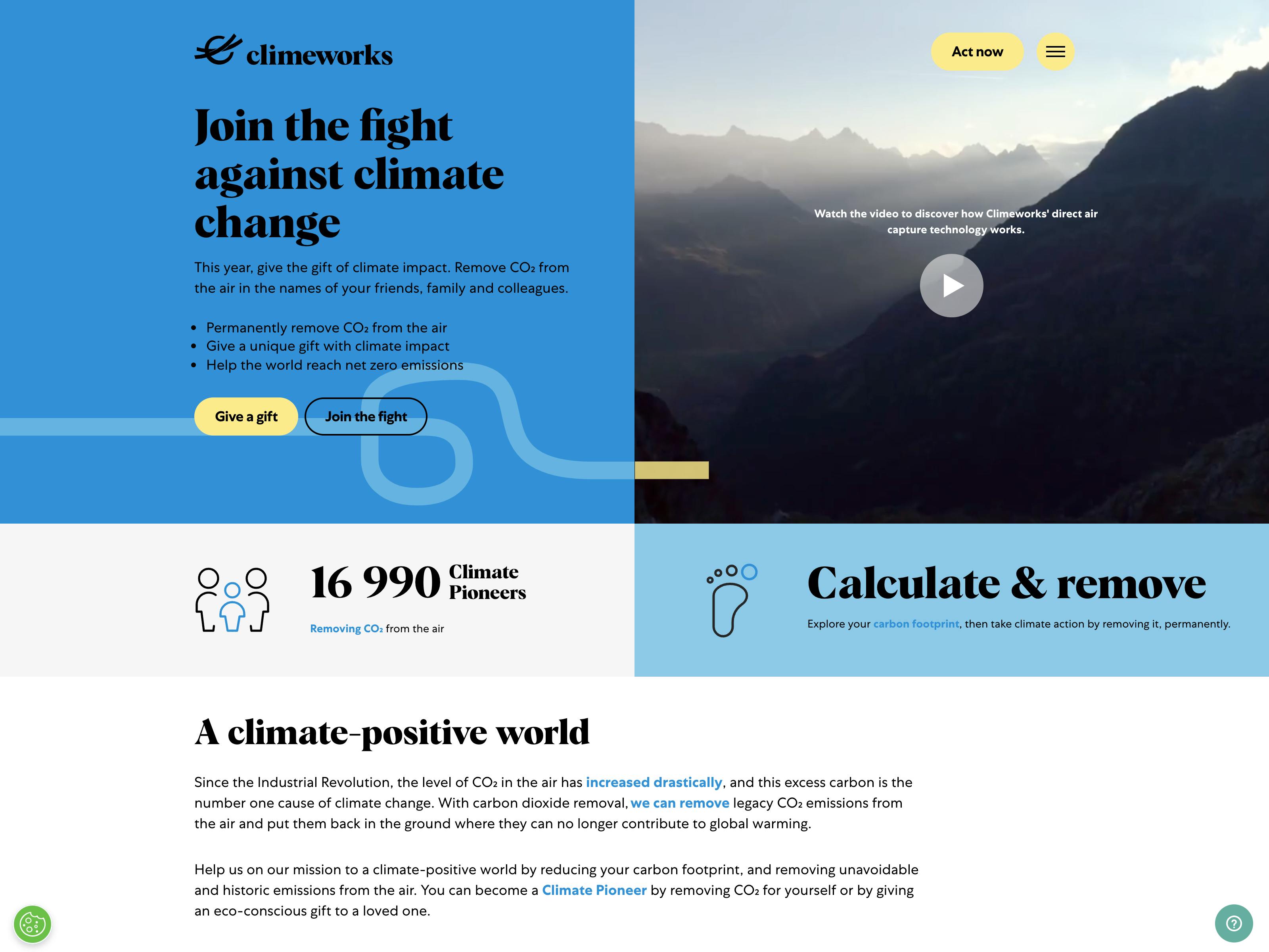 Climeworks website screenshot