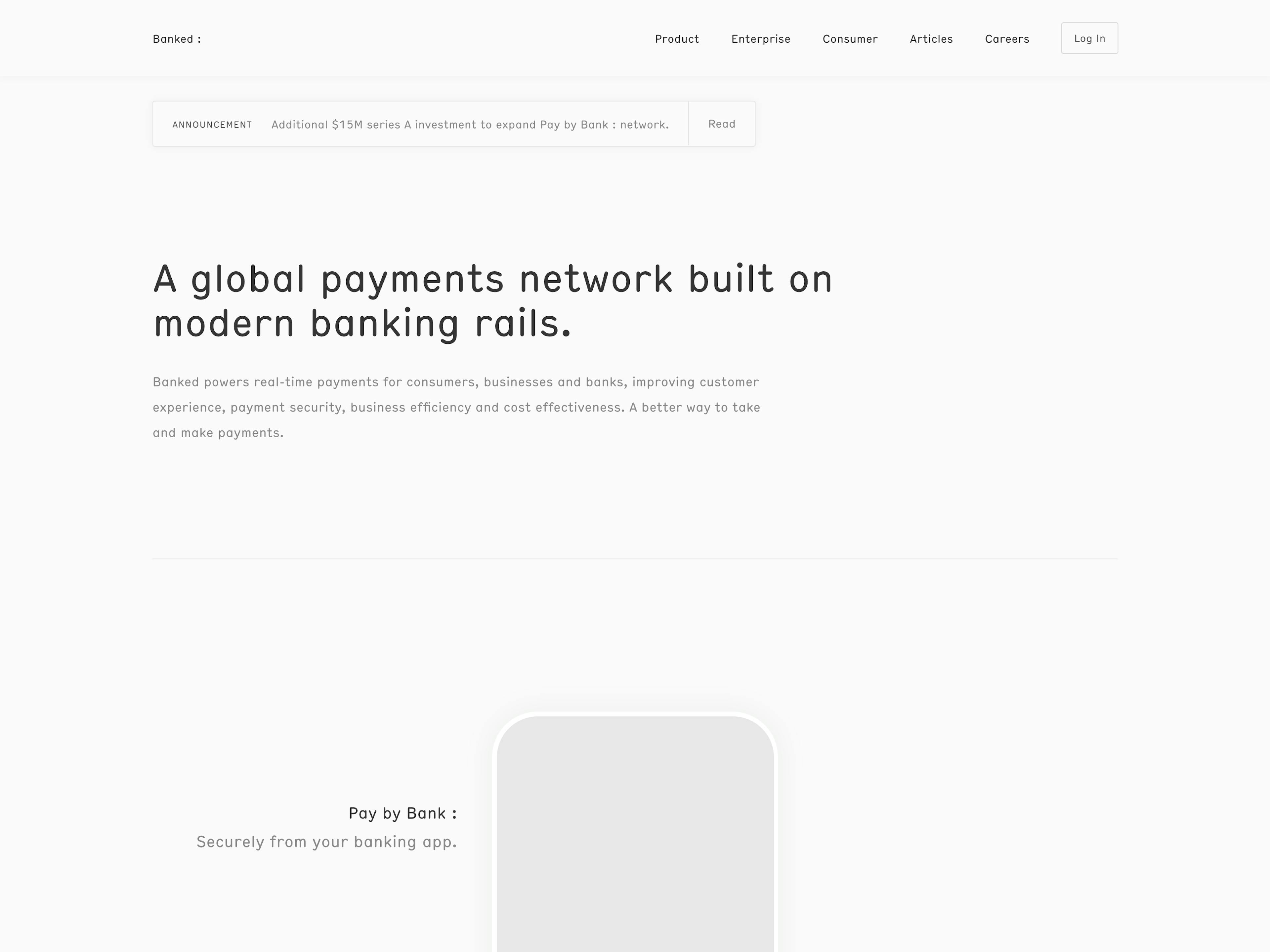 Banked website screenshot