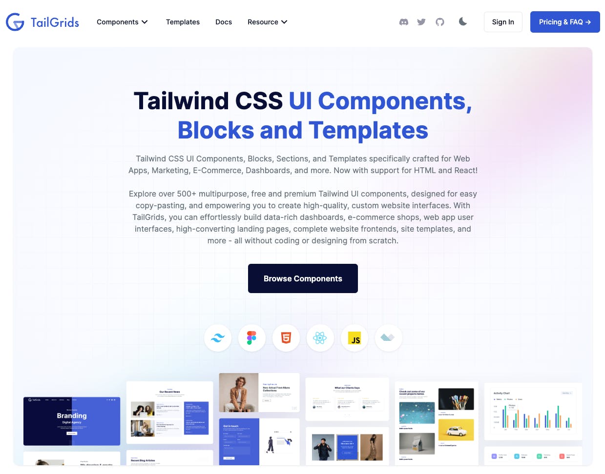 TailGrids Tailwind CSS component library image.