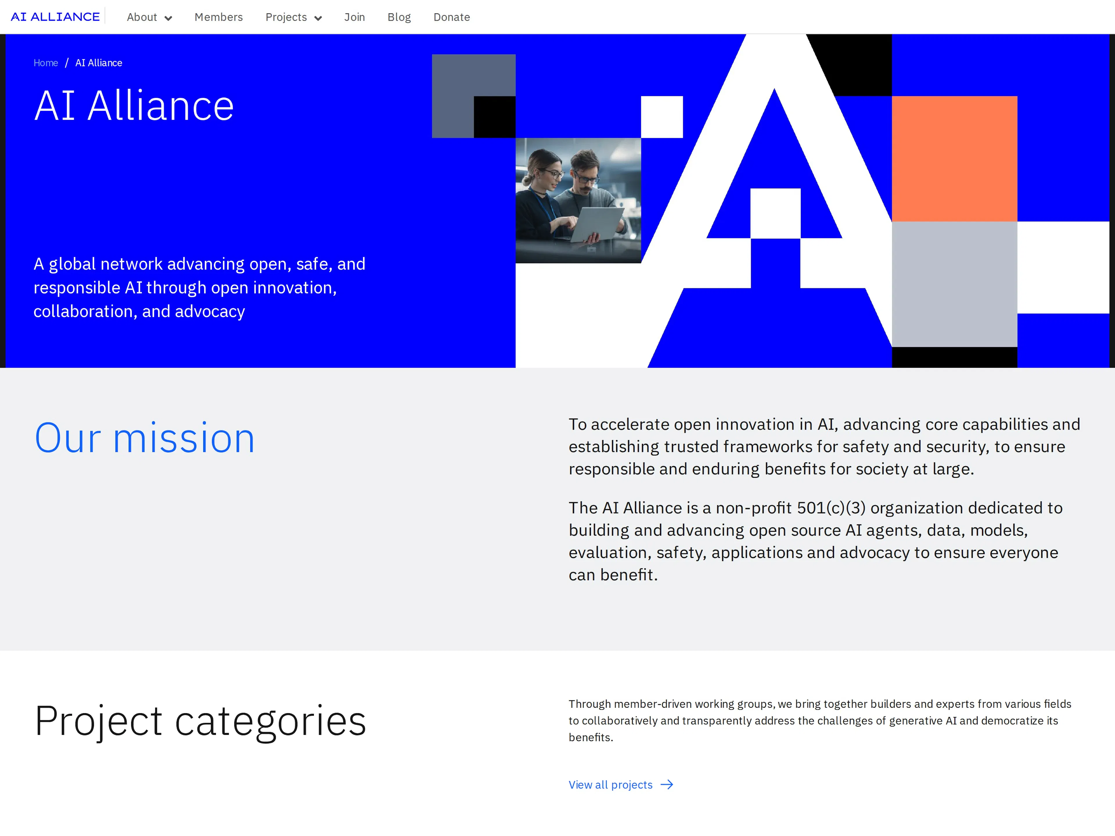AI Alliance website screenshot