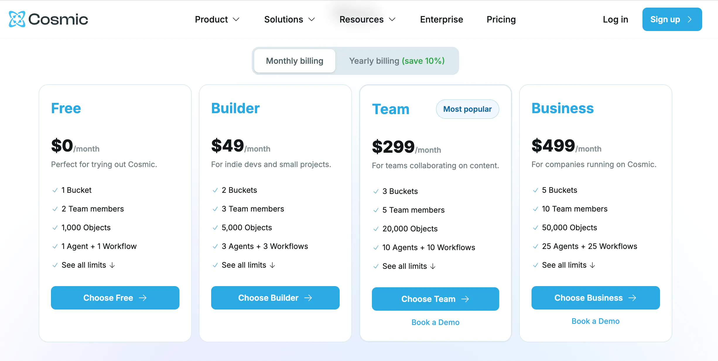 cosmicjs pricing
