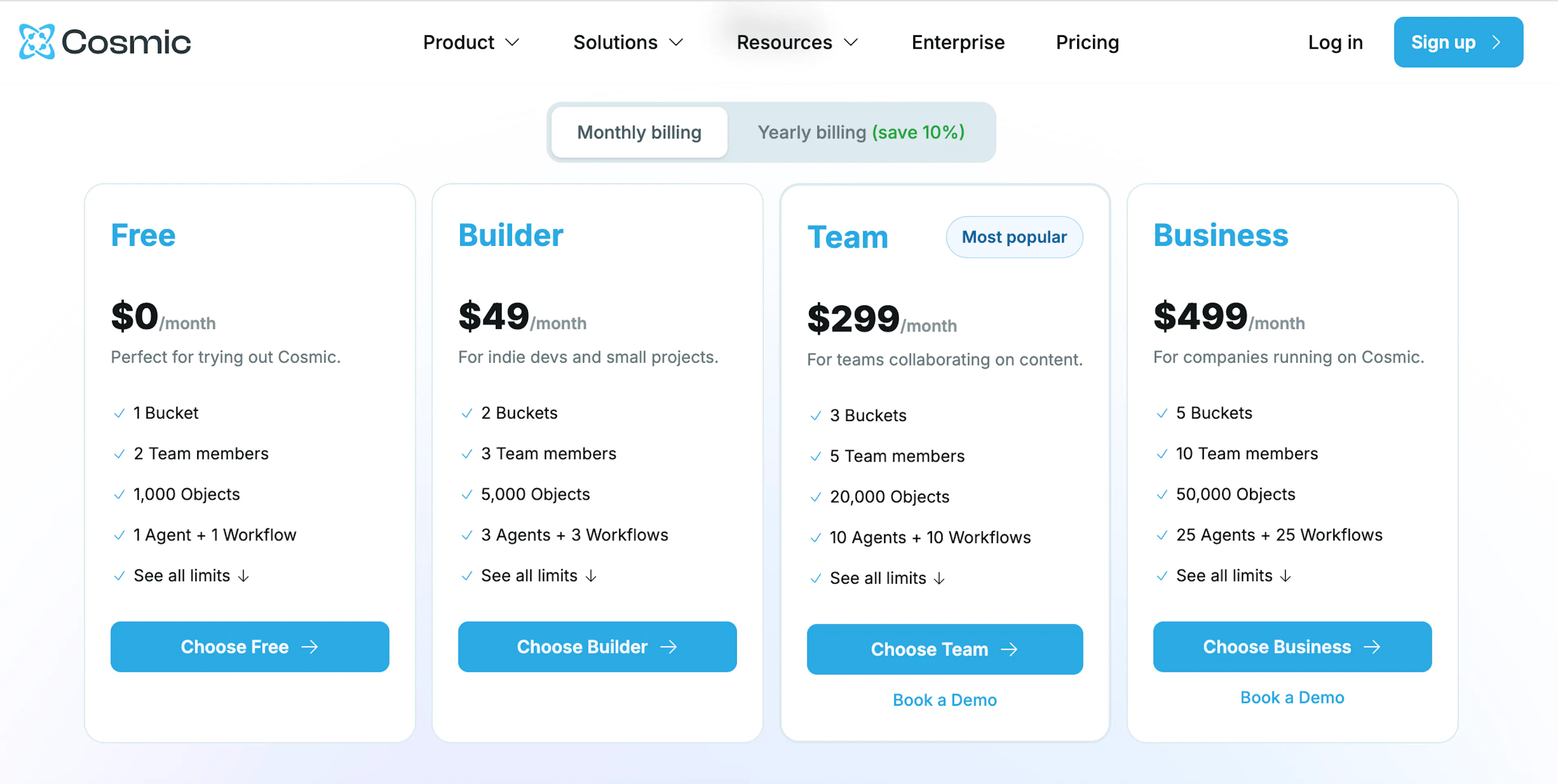 cosmicjs pricing