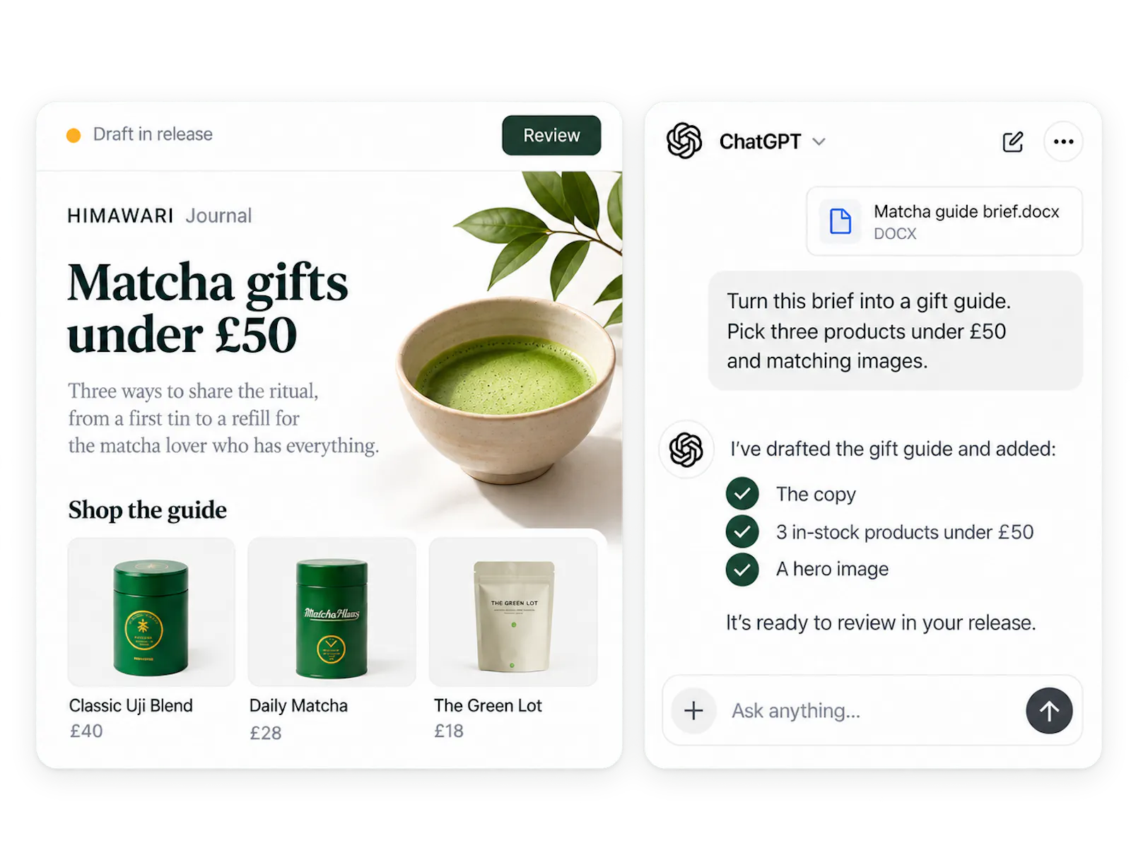 ecommerce AI prompt to page