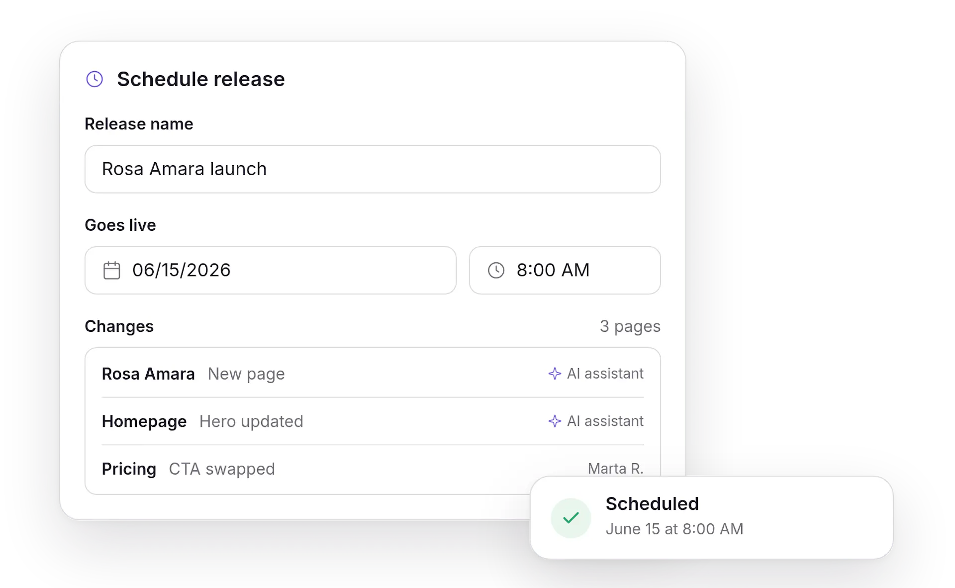 Schedule publishing