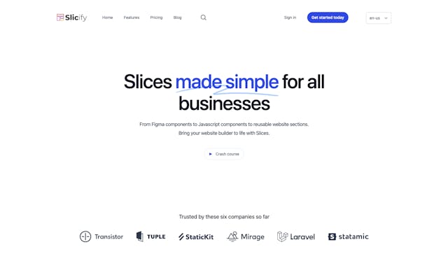Slicify homepage
