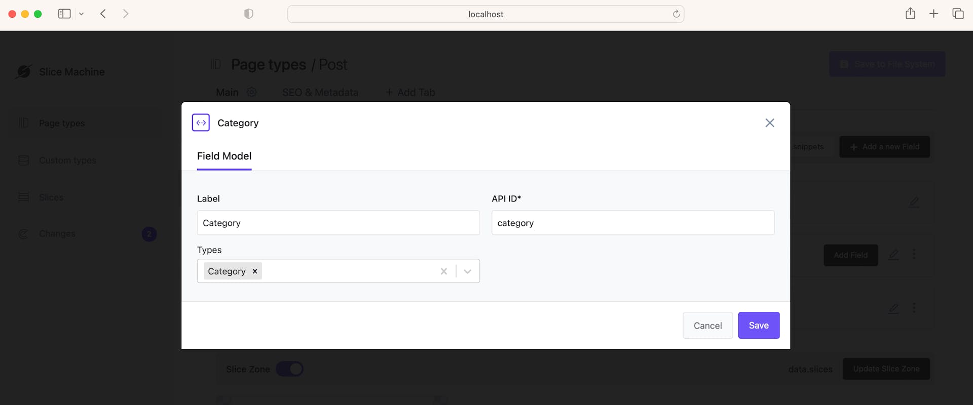 Slice Machine content relationship field settings