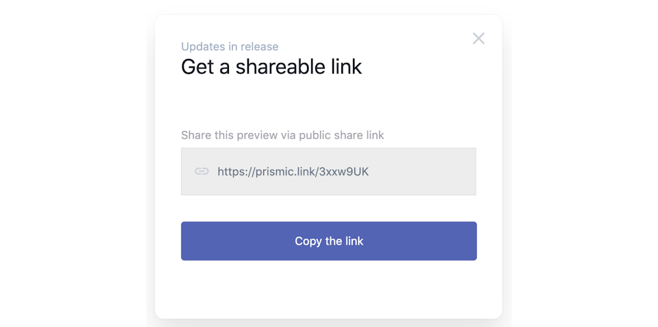 Screenshot of the Get shareable link option of the toolbar.
