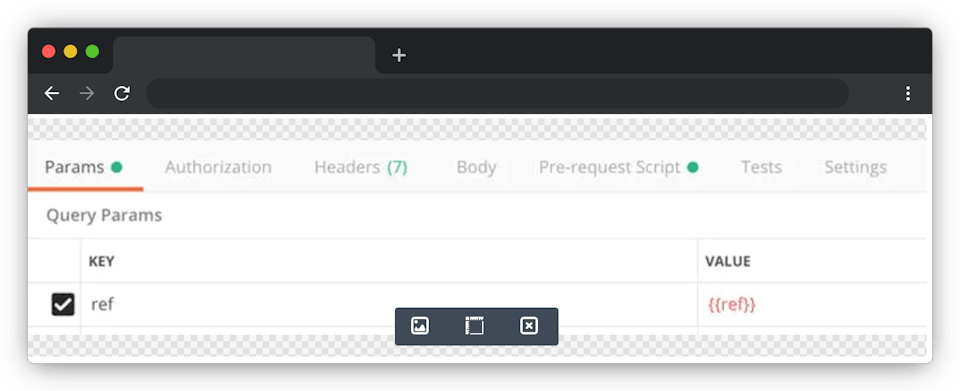 Set up the master ref as a query params in Postman
