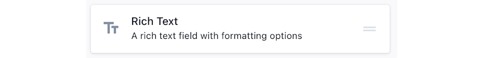 Screenshot of the Rich Text field in the drag-and-drop editor.