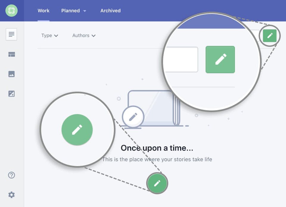 Buttons to create a new Prismic document