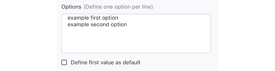 Screenshot of the Select field editor.