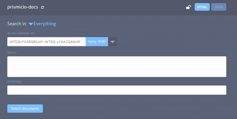 Selecting a Collection in the API Browser Selecting a Collection in the Prismic API Browser