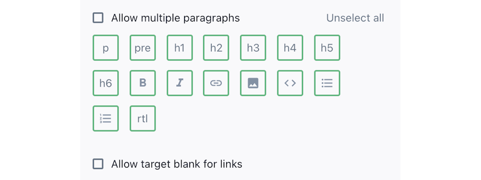 Screenshot of the Rich Text field editor.